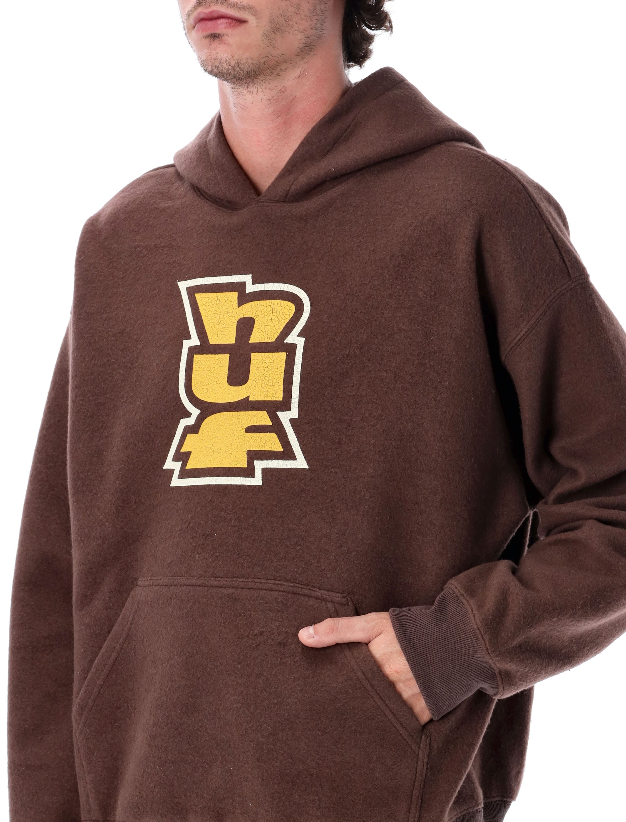 HUF Megablast Reverse Fleece Hoodie Bison Cotton Sweatshirt