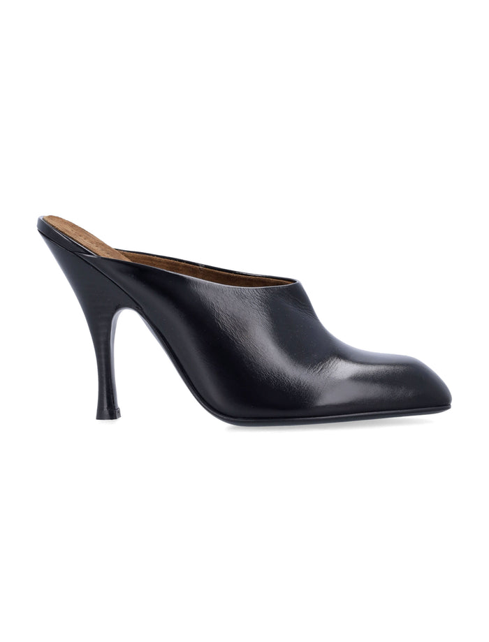 Black glazed leather Colt mule Calf Mules