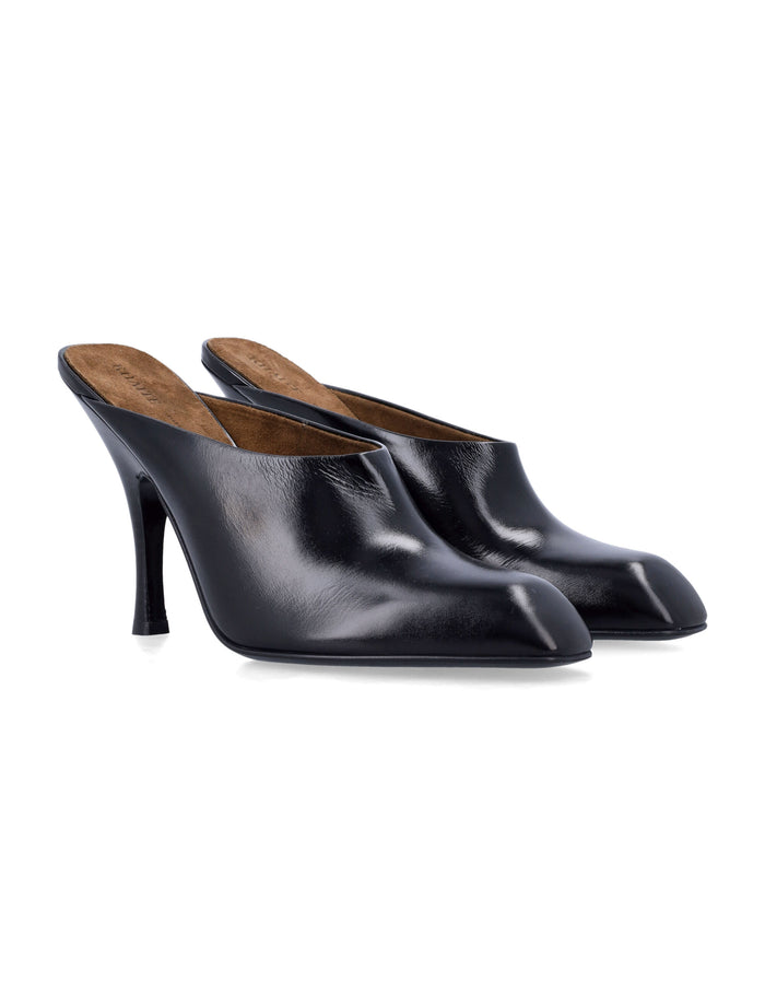Black glazed leather Colt mule Calf Mules