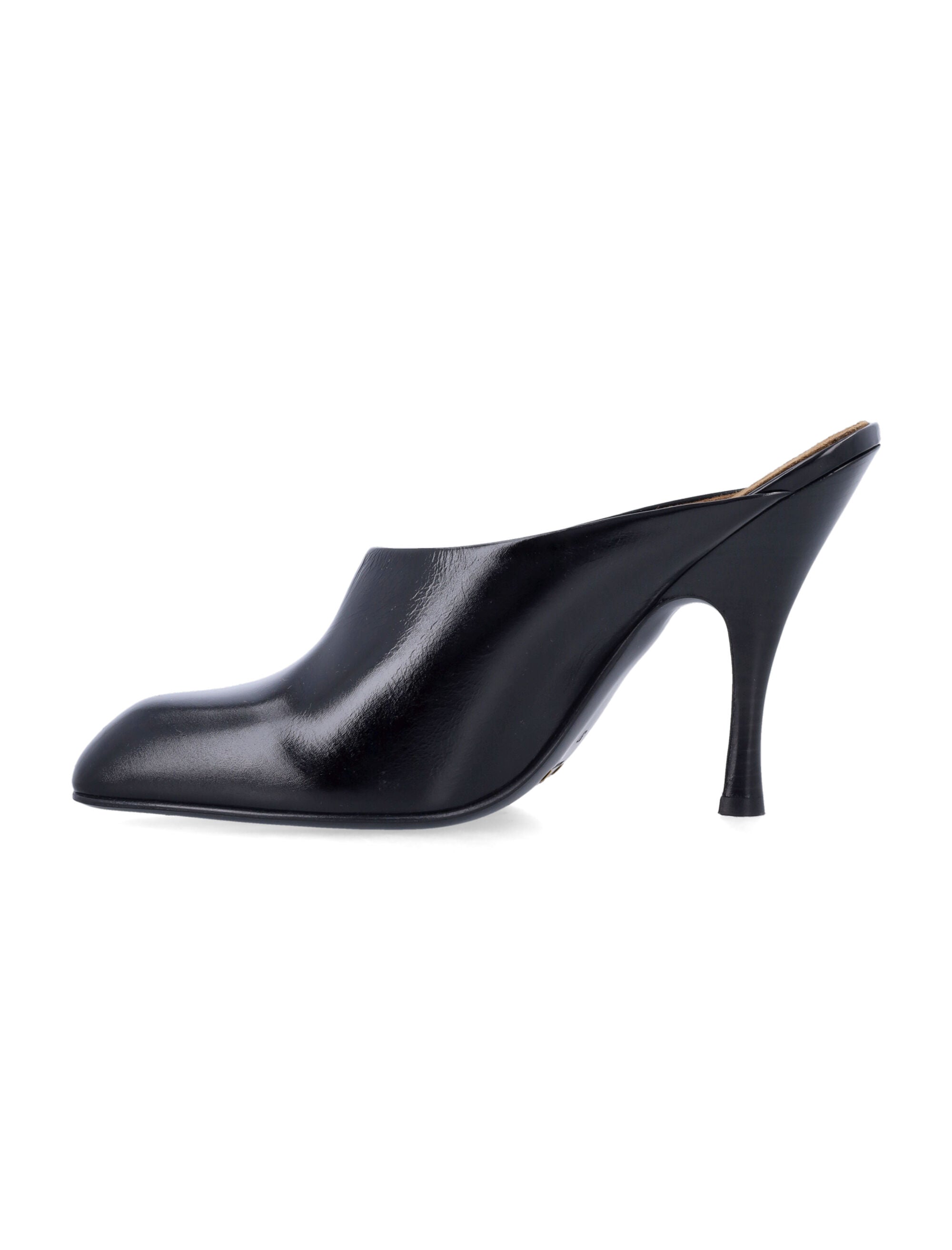 Black glazed leather Colt mule Calf Mules