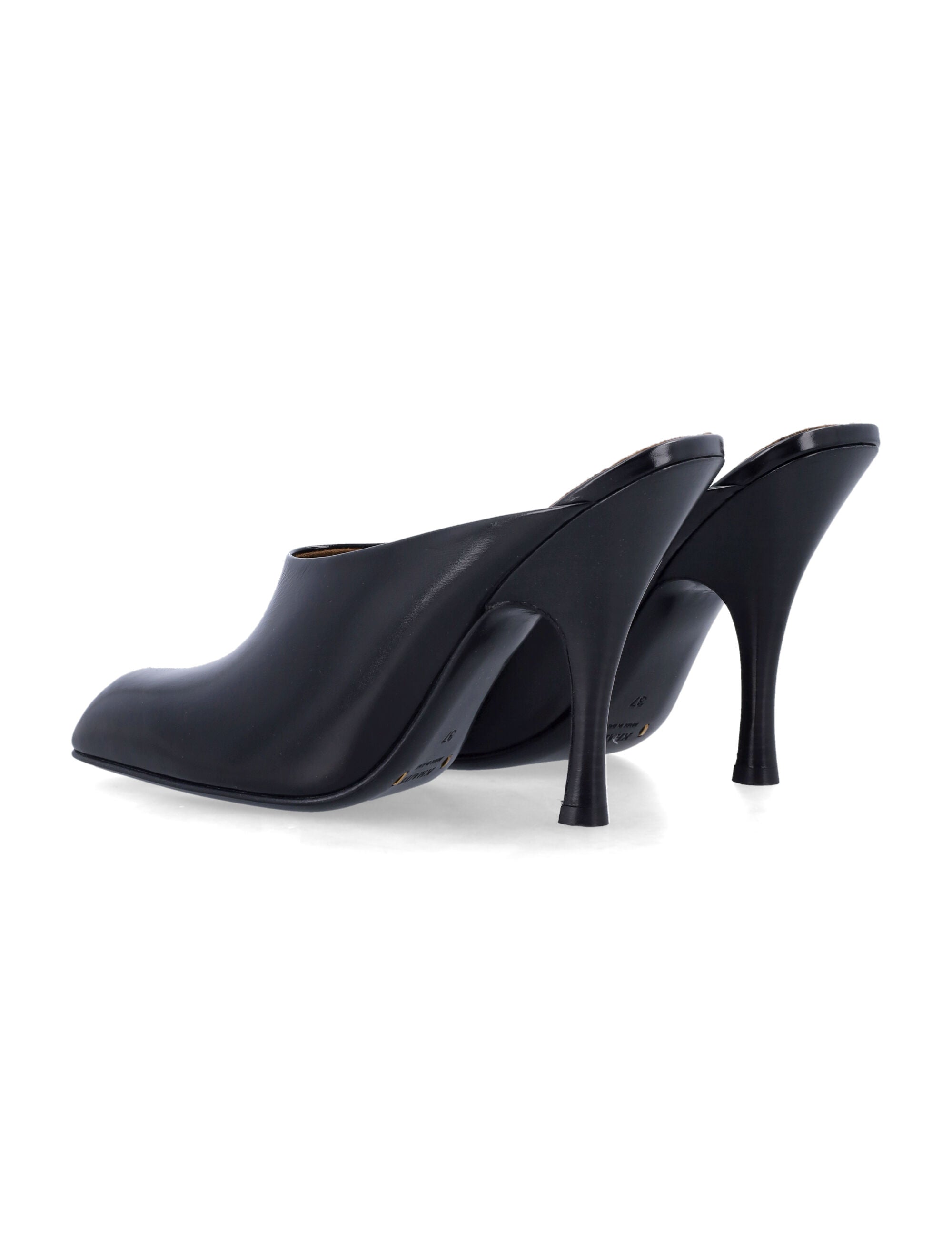 Black glazed leather Colt mule Calf Mules