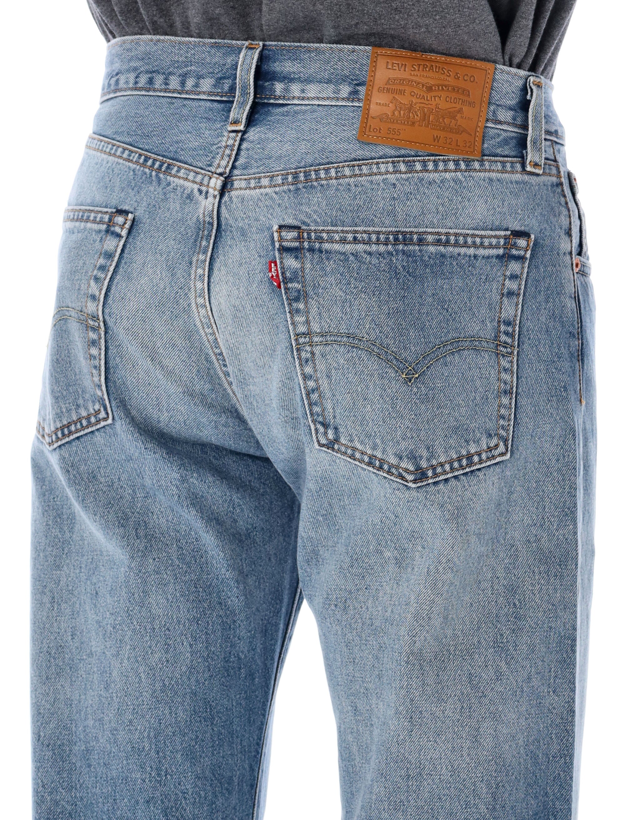 555 Relaxed straight jeans Med Blue Cotton