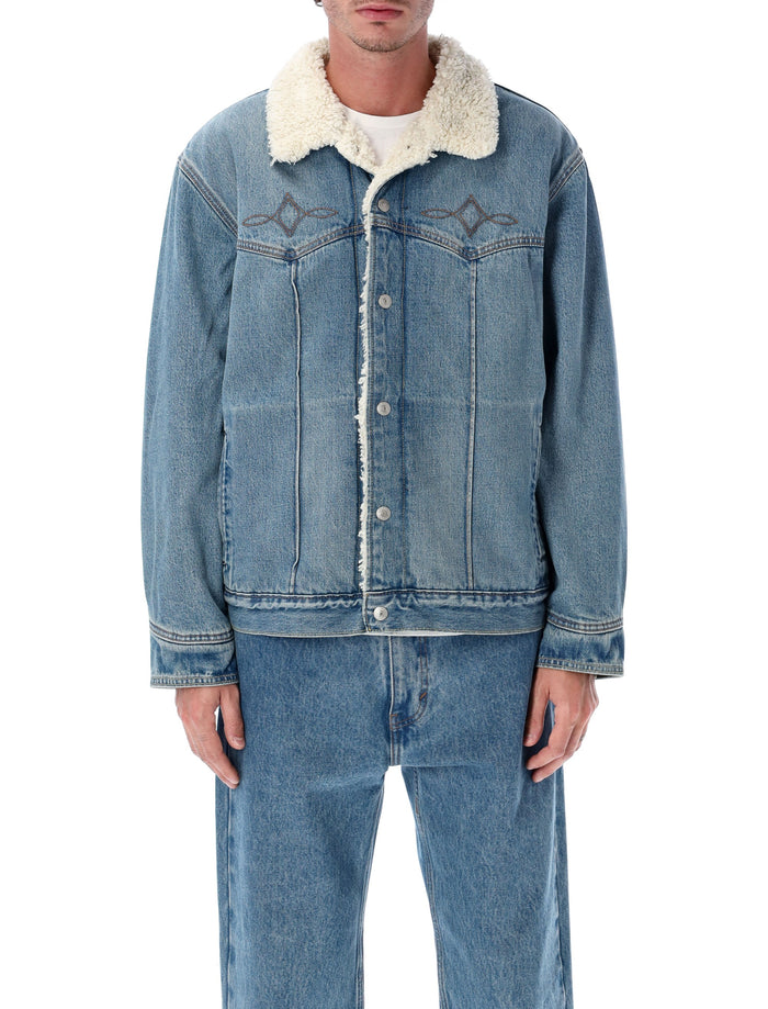Levis Denim Western Sherpa Trucker Jacket Med Blue Cotton