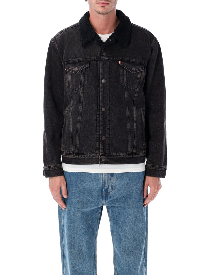 Levis Denim Type III Sherpa trucker Jacket Black Wash Cotton