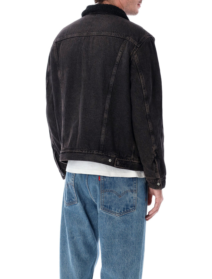 Levis Denim Type III Sherpa trucker Jacket Black Wash Cotton