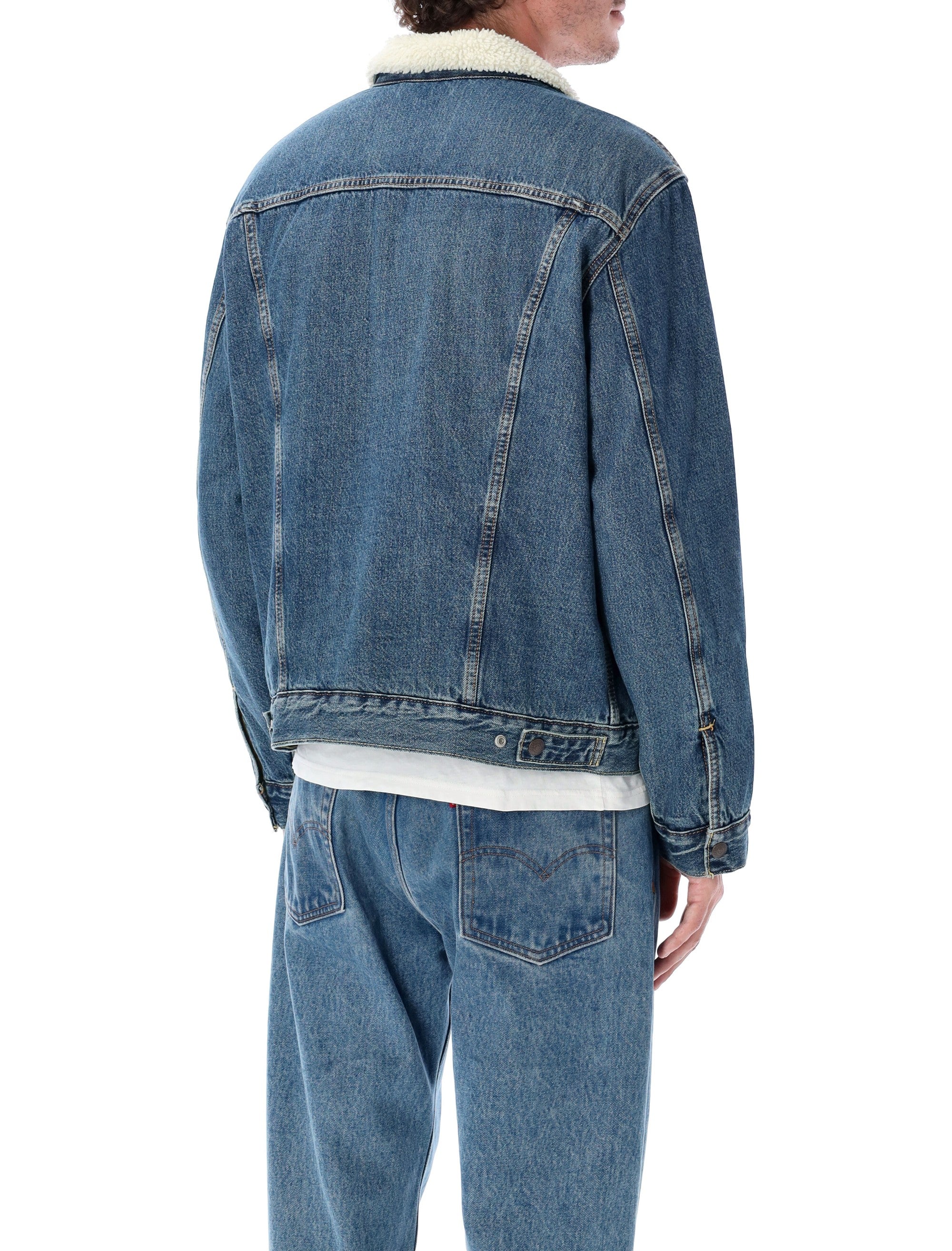 Levis Denim Type III Sherpa trucker Jacket Med Blue Cotton