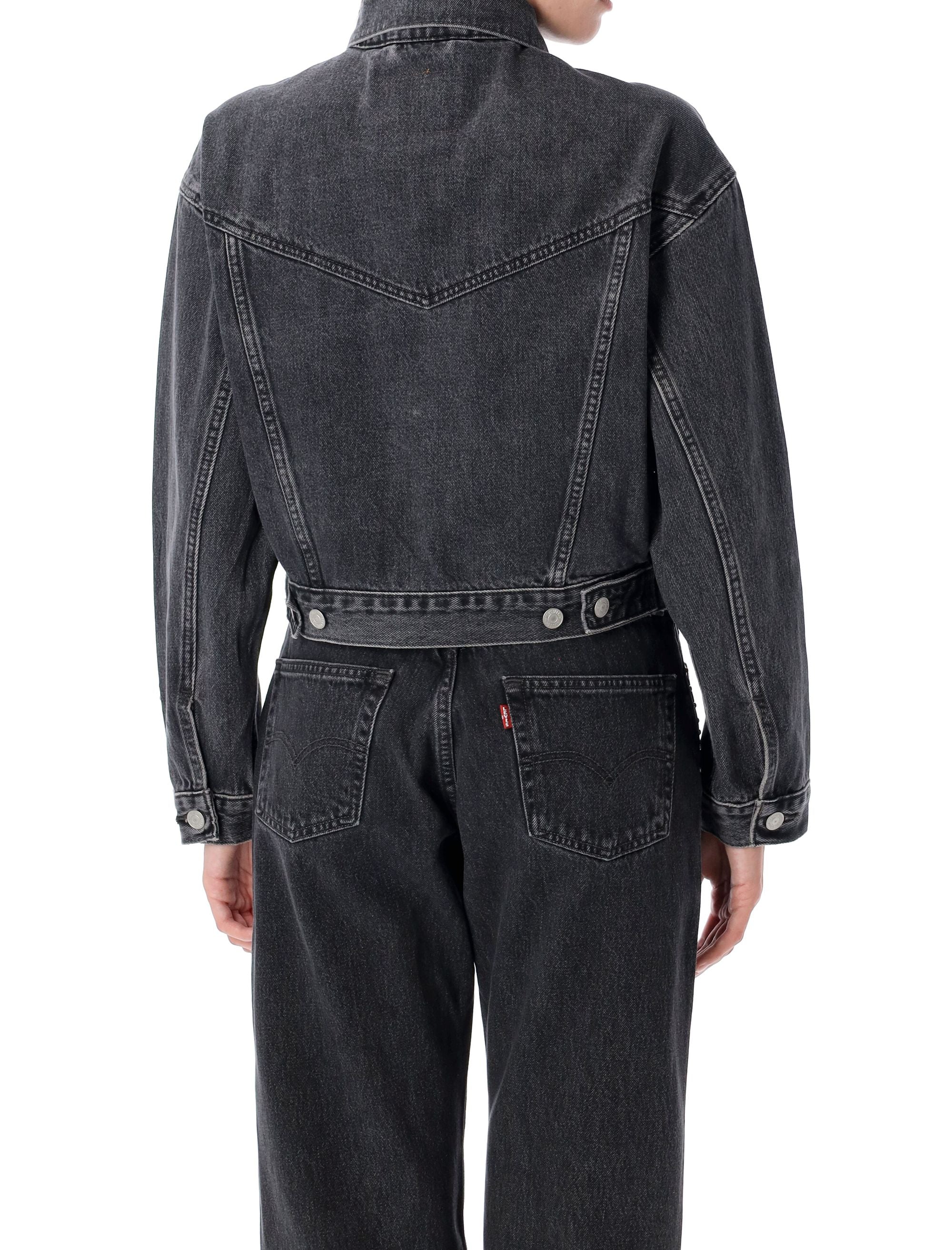 Shrunken 90s trucker denim jacket Black Cotton