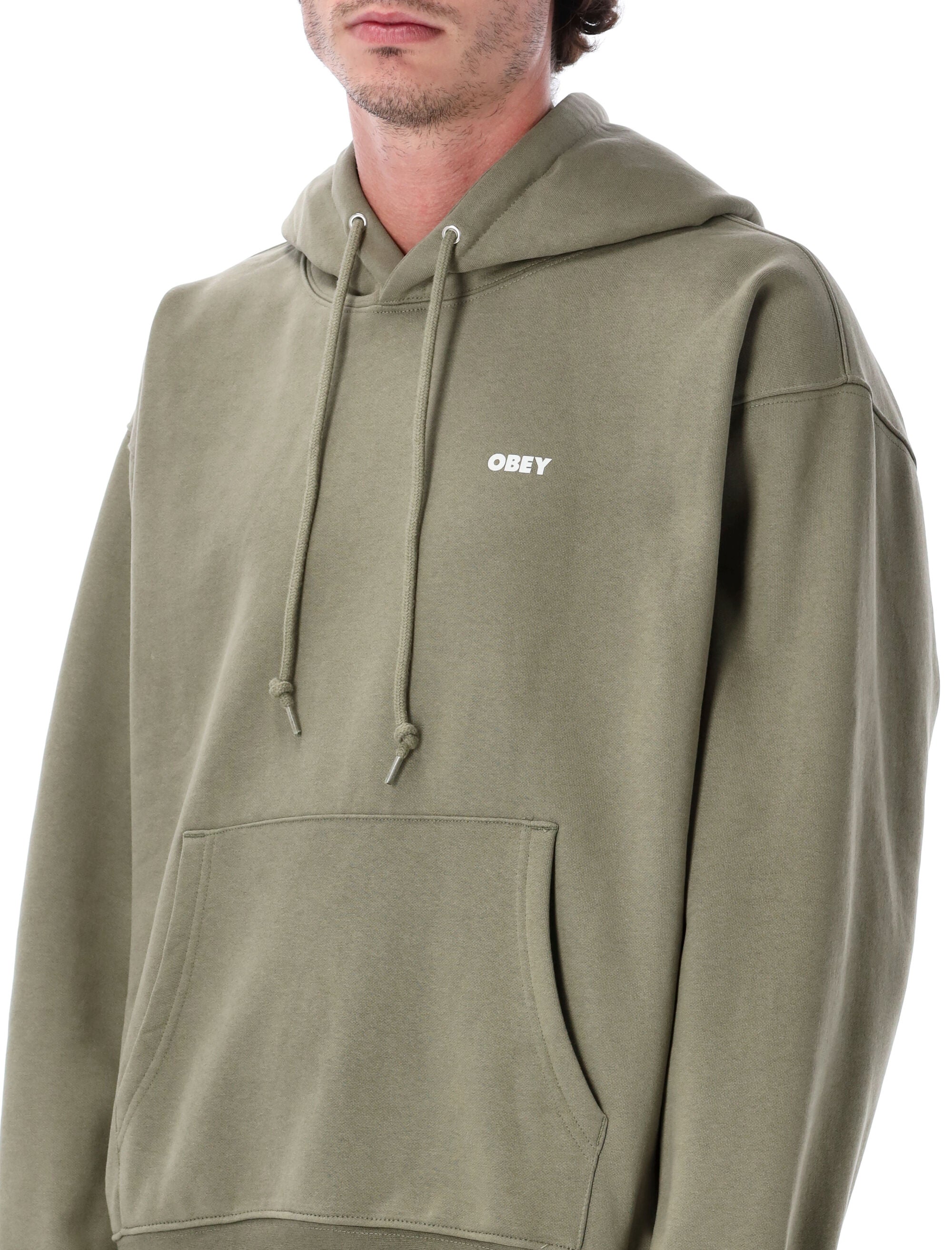 Obey World in Flames Premium Hoodie Deep Lichen Green Cotton Sweatshirt
