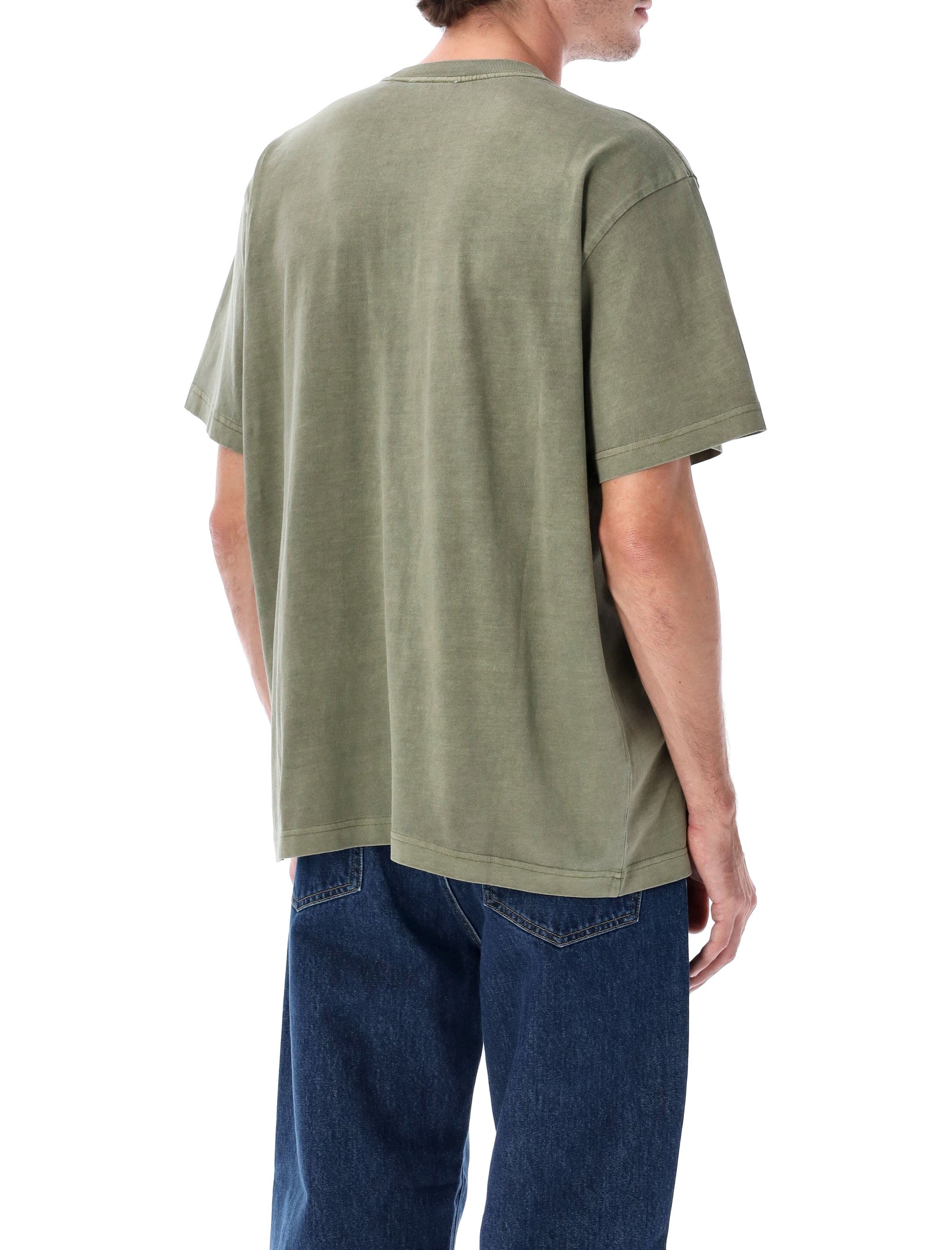 Obey Lowercase Pigment Dyed Cotton T-Shirt Deep Lichen Green