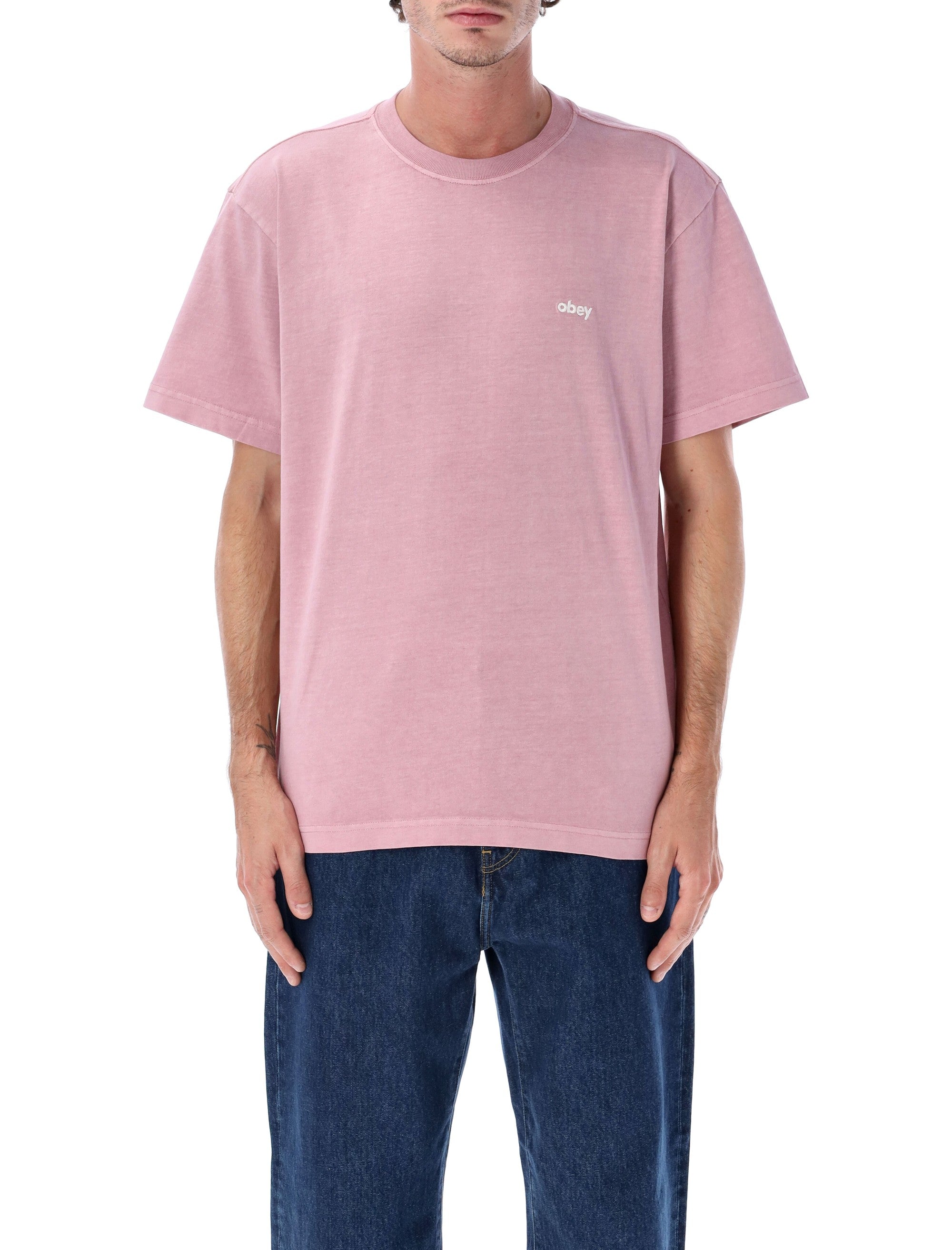 Obey Lowercase Pigment Dyed Cotton T-Shirt Lilac