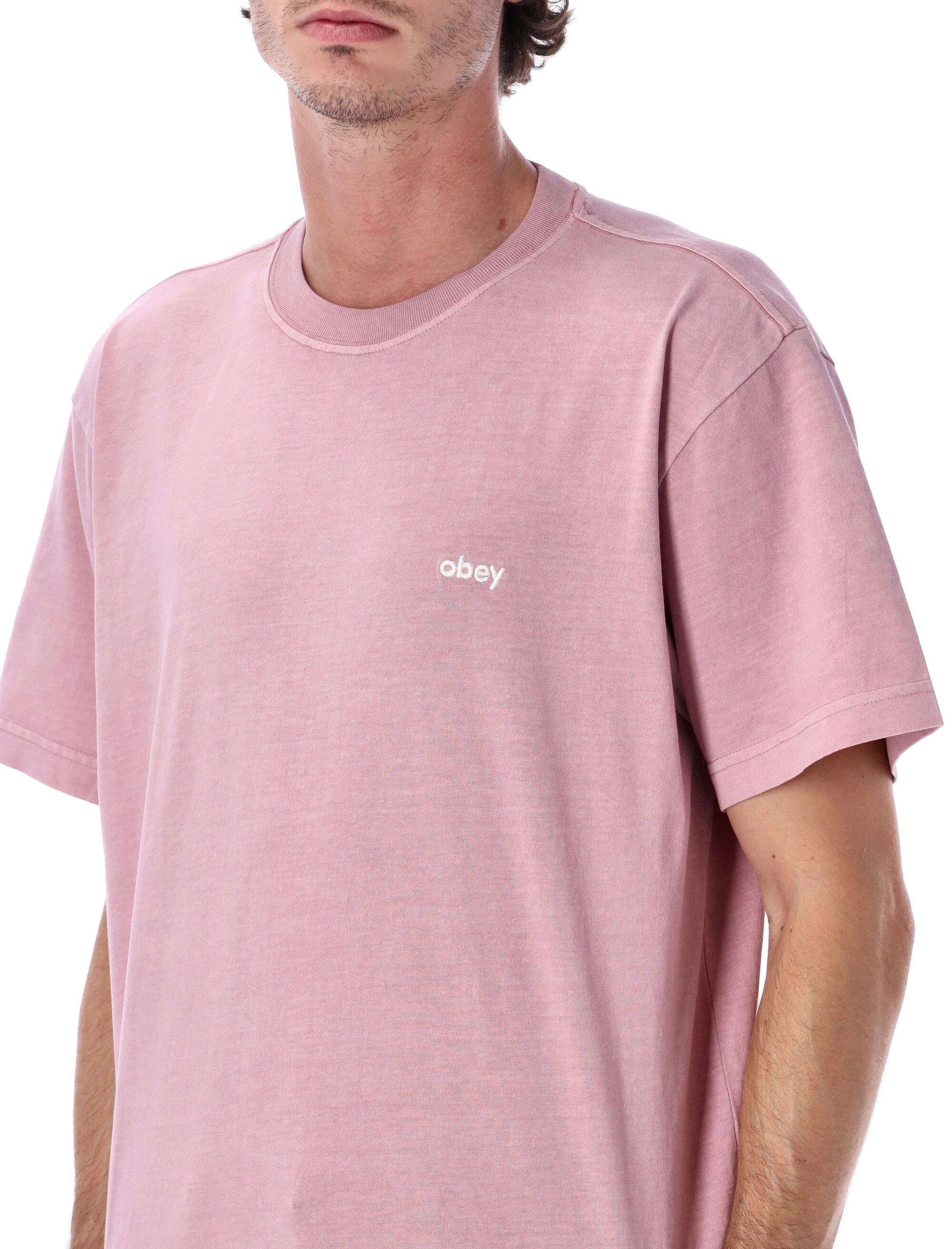 Obey Lowercase Pigment Dyed Cotton T-Shirt Lilac