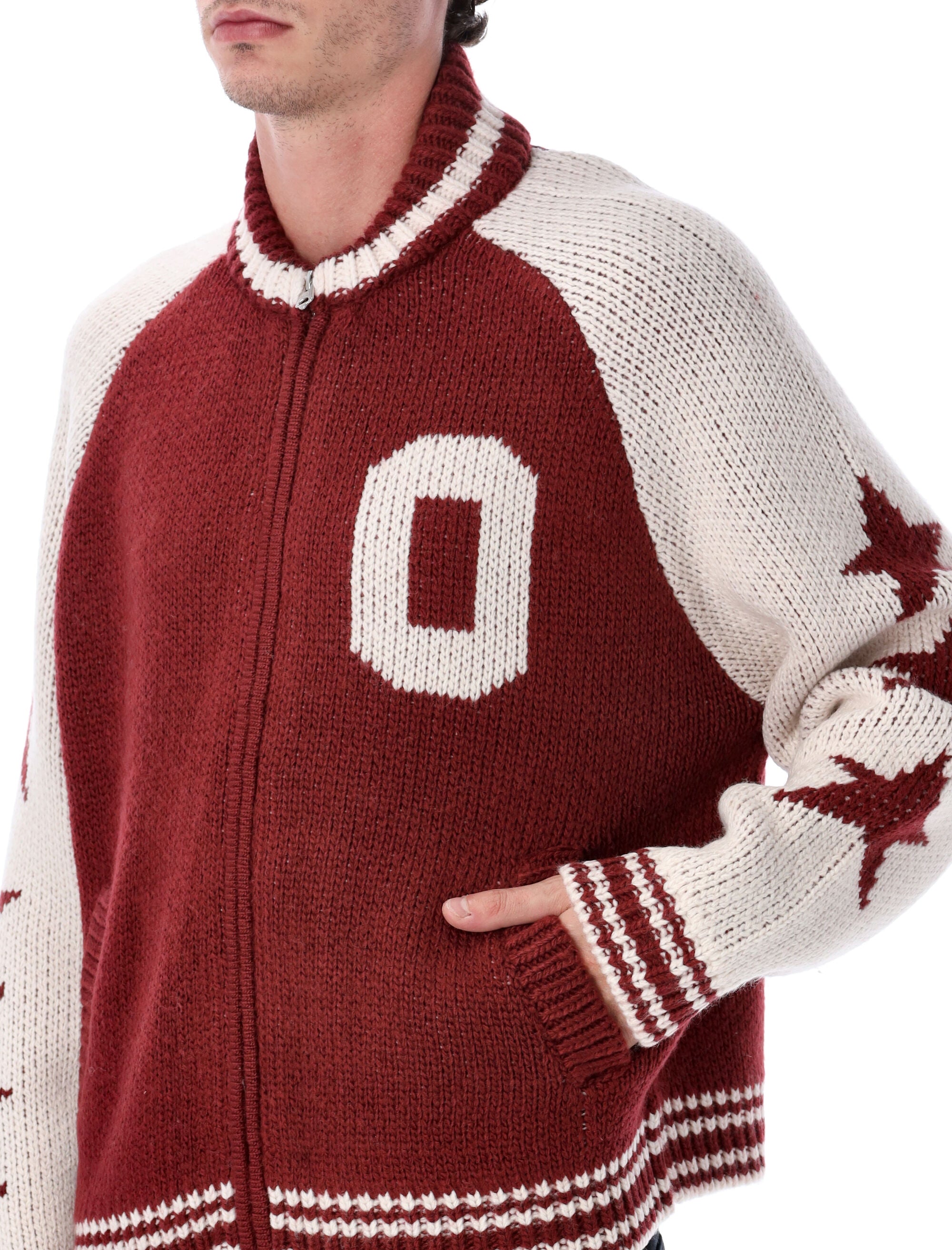 Obey Cowichan zip-up sweater Tawny Port Acrylic Cardigan