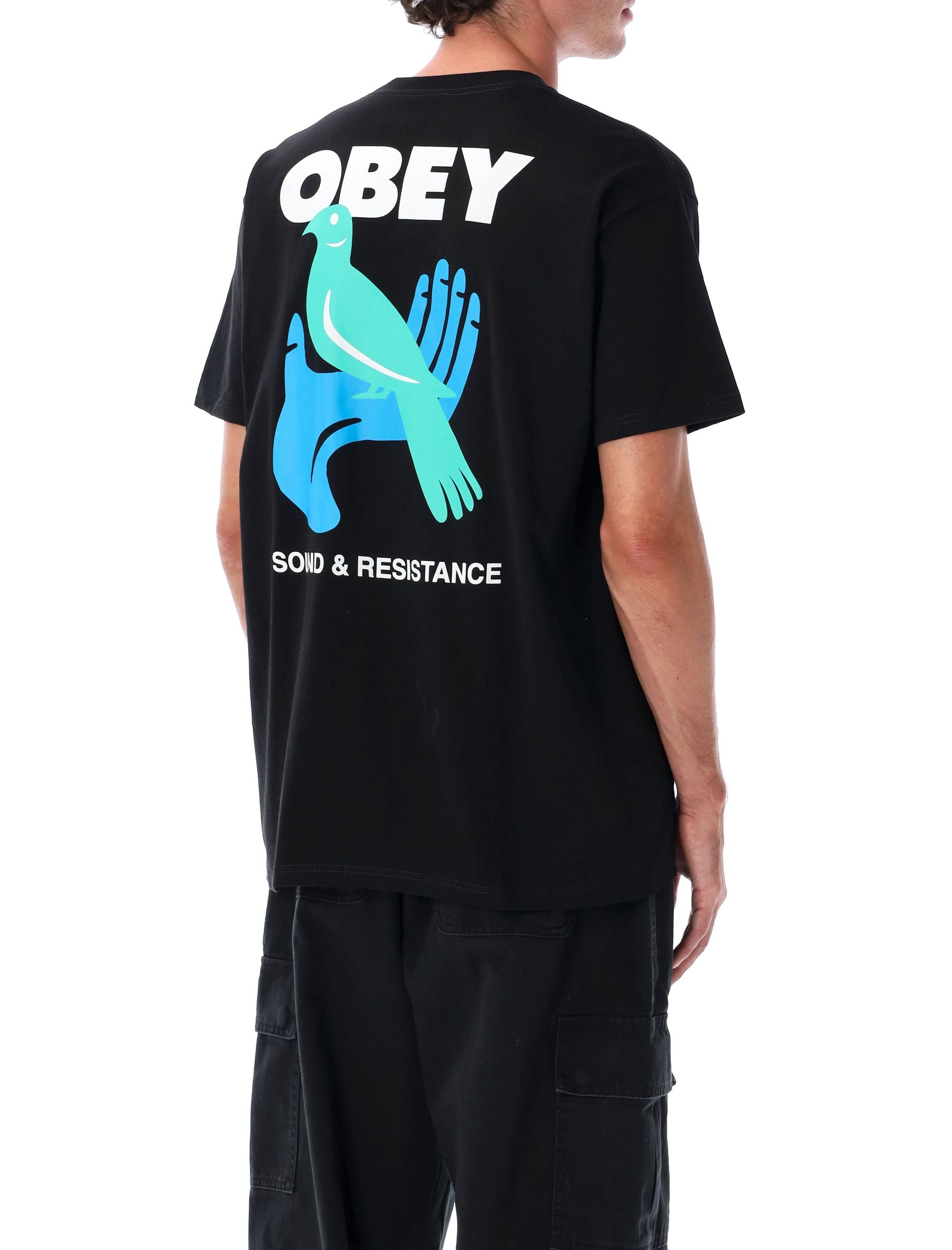 Obey Sound & Resistance Cotton T-Shirt Black