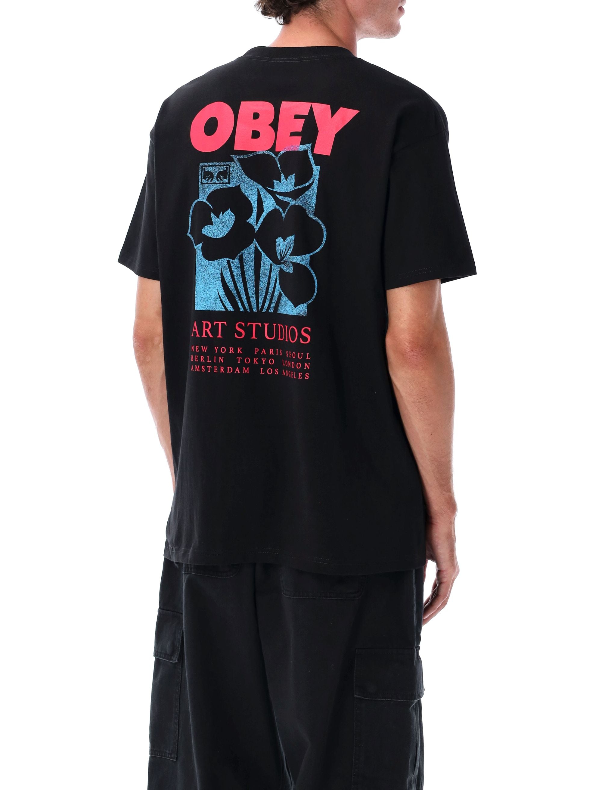 Obey Art Studio Flowers T-shirt Black Cotton Tshirt