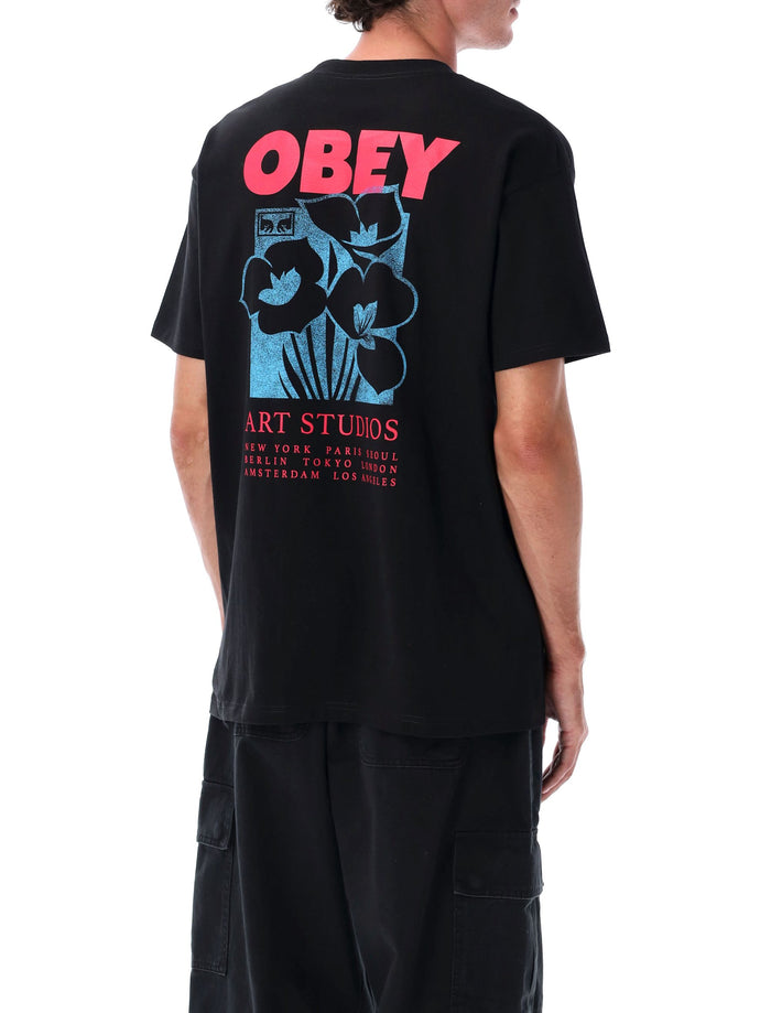 Obey Art Studio Flowers T-shirt Black Cotton Tshirt