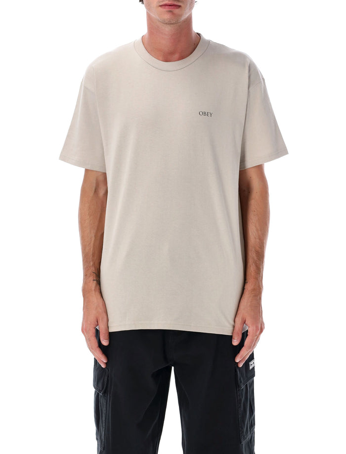 Obey Peace & Justice Cotton T-Shirt Silver Grey
