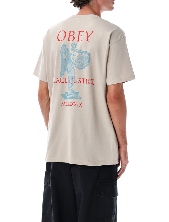 Obey Peace & Justice Cotton T-Shirt Silver Grey
