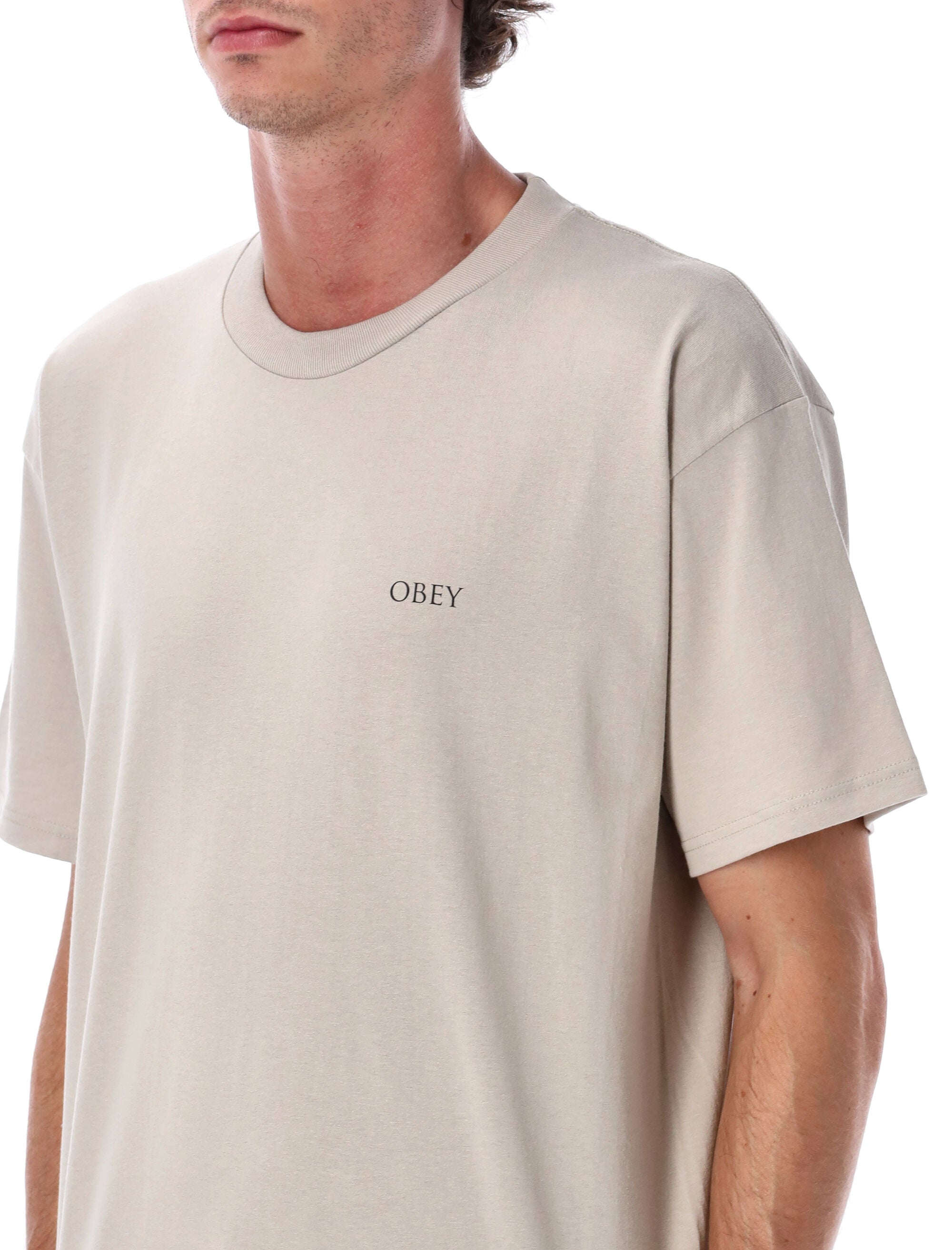 Obey Peace & Justice Cotton T-Shirt Silver Grey
