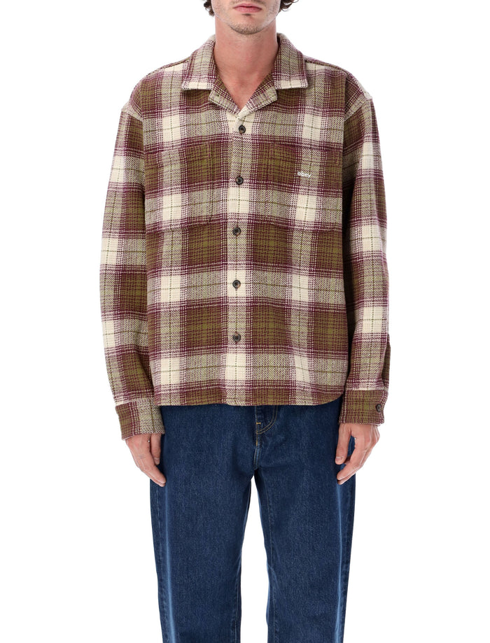 Obey Laurel Woven Cotton Plaid Shirt Moss Green