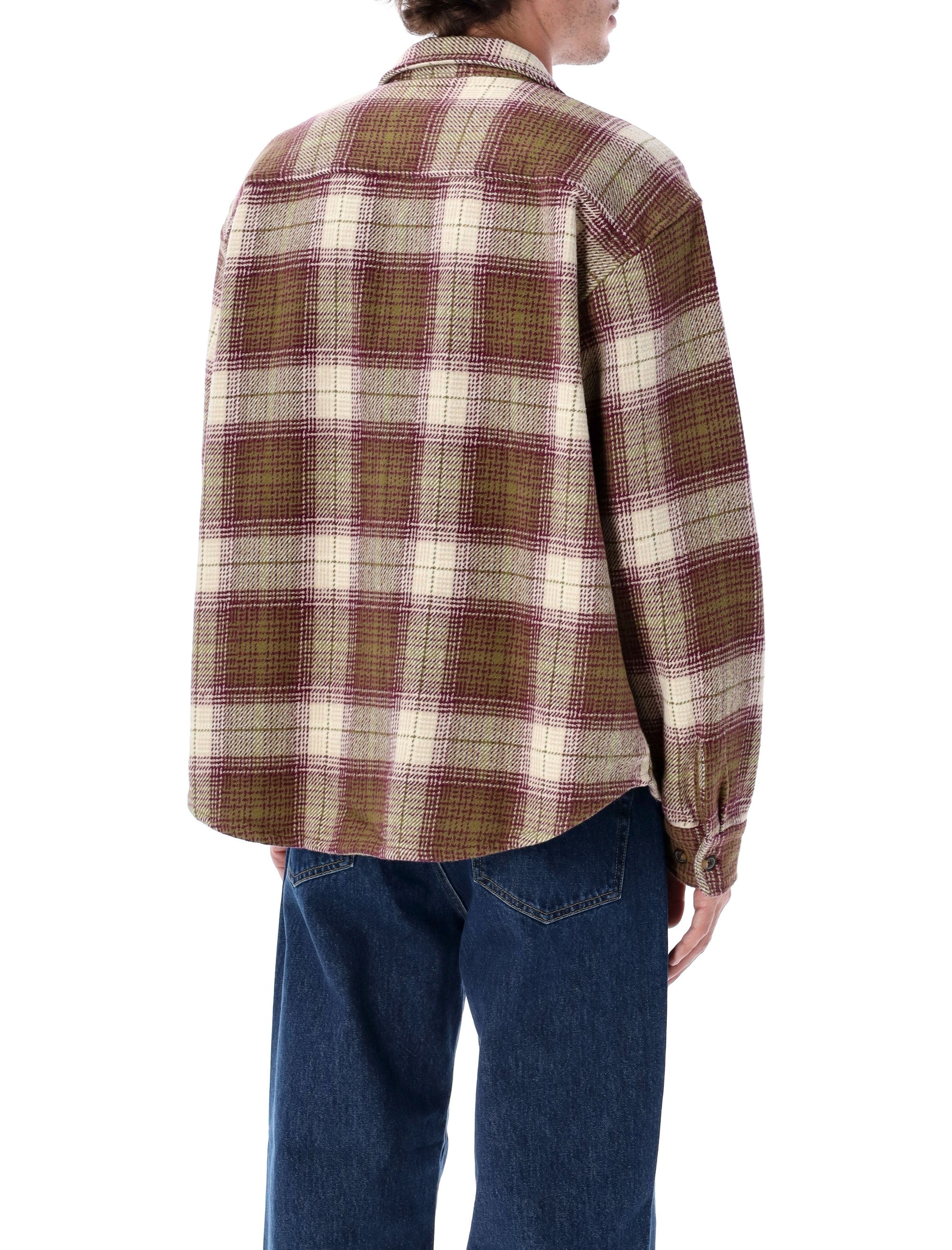 Obey Laurel Woven Cotton Plaid Shirt Moss Green