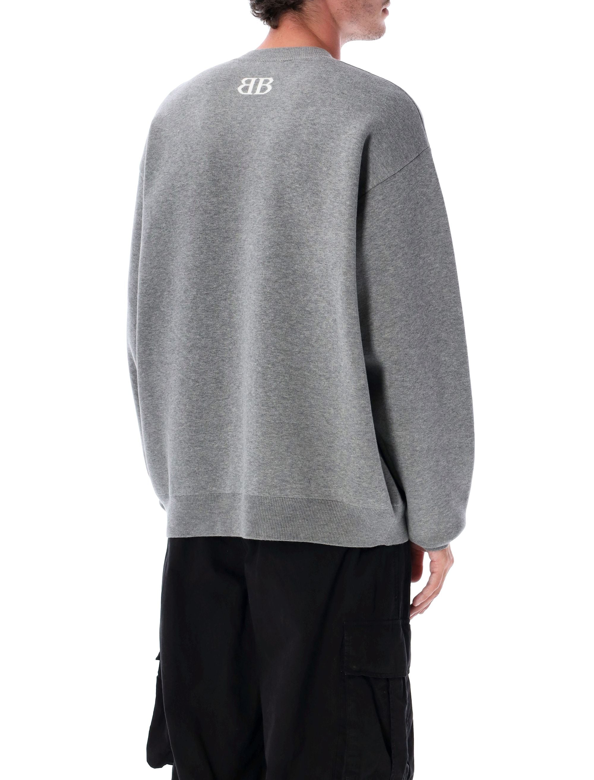 Intarsia logo sweatshirt Heather Grey/white Cotton