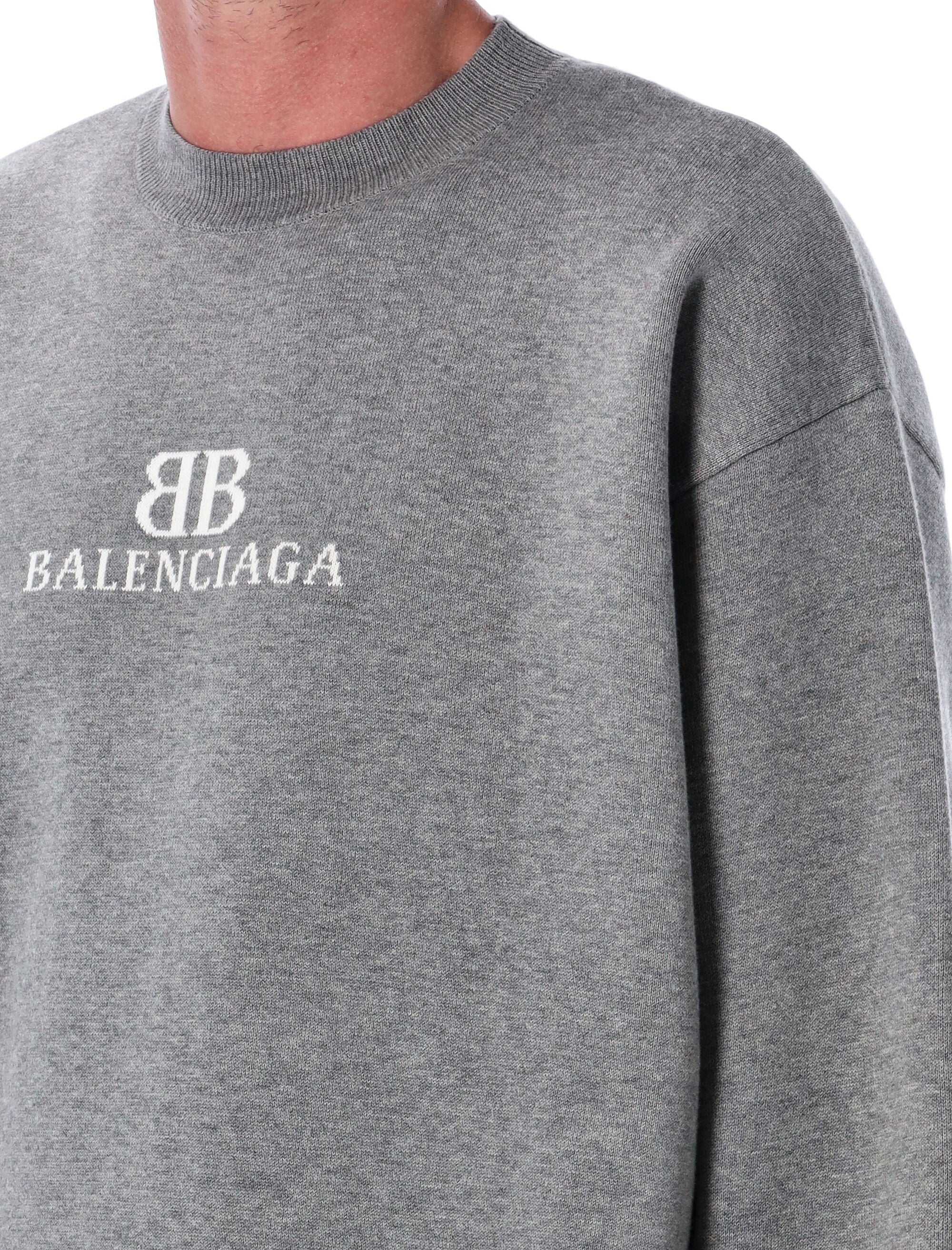 Intarsia logo sweatshirt Heather Grey/white Cotton