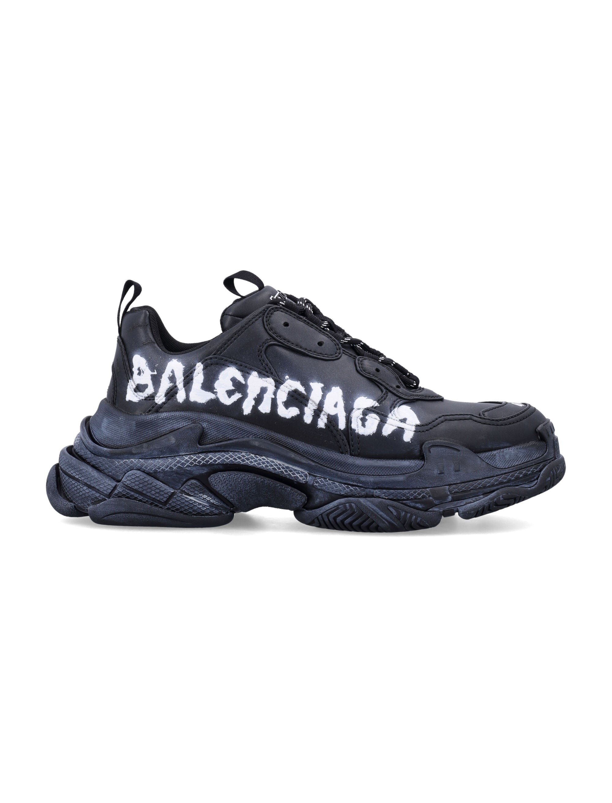 Triple S paint logo sneakers Black / White Polyurethane Sole