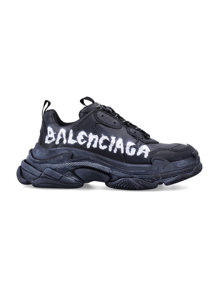 Triple S paint logo sneakers Black / White Polyurethane Sole