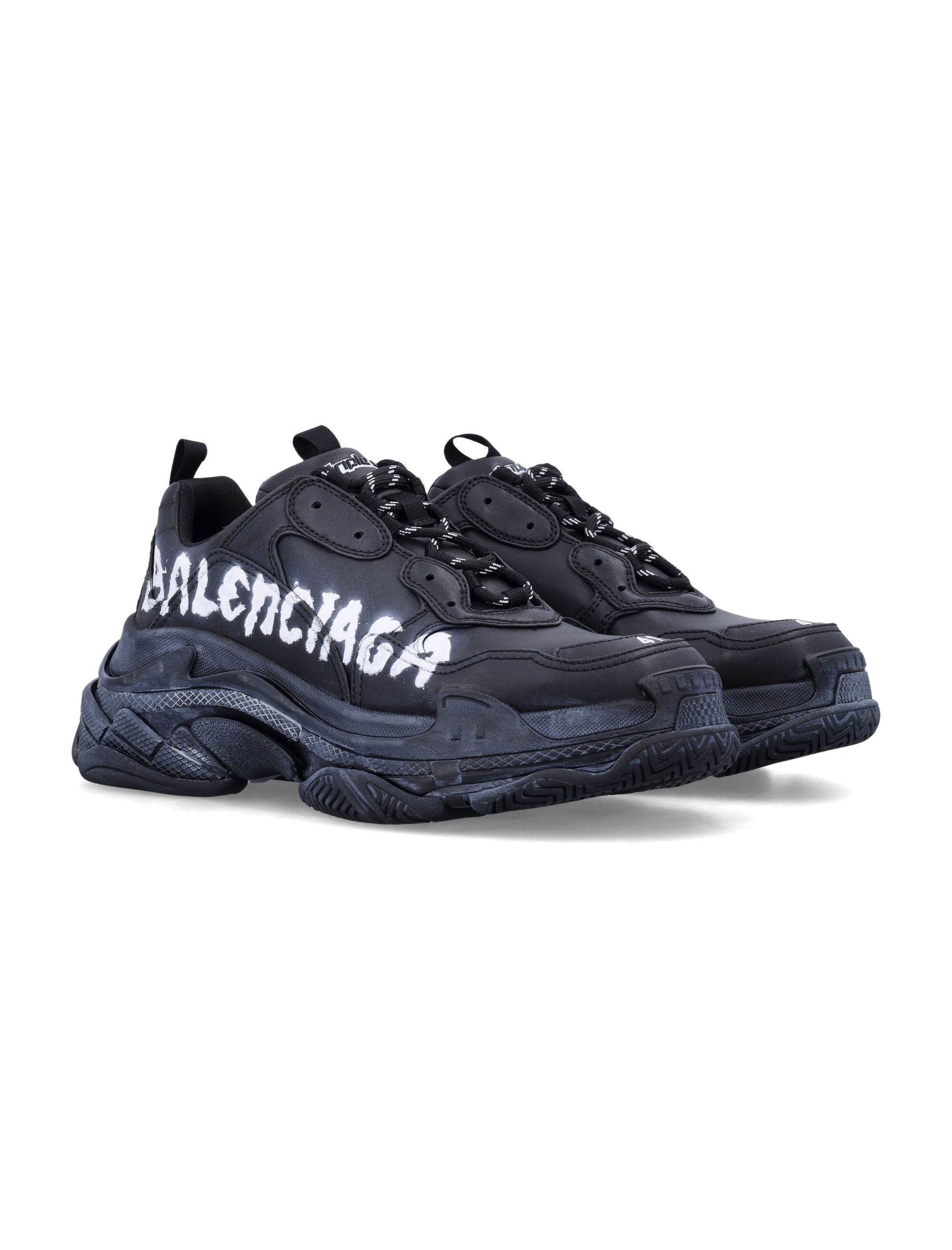 Triple S paint logo sneakers Black / White Polyurethane Sole