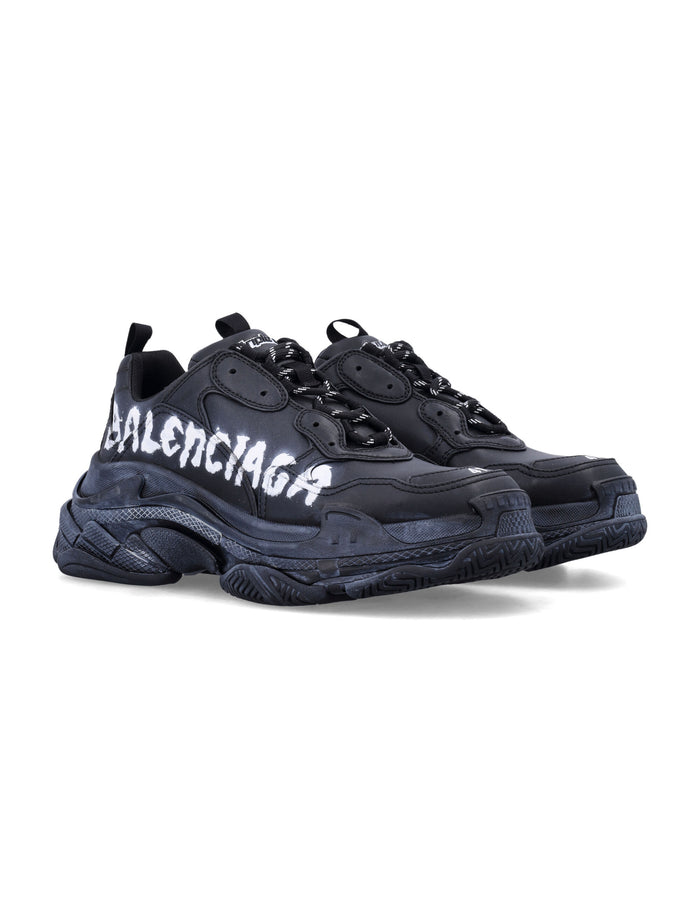 Triple S paint logo sneakers Black / White Polyurethane Sole