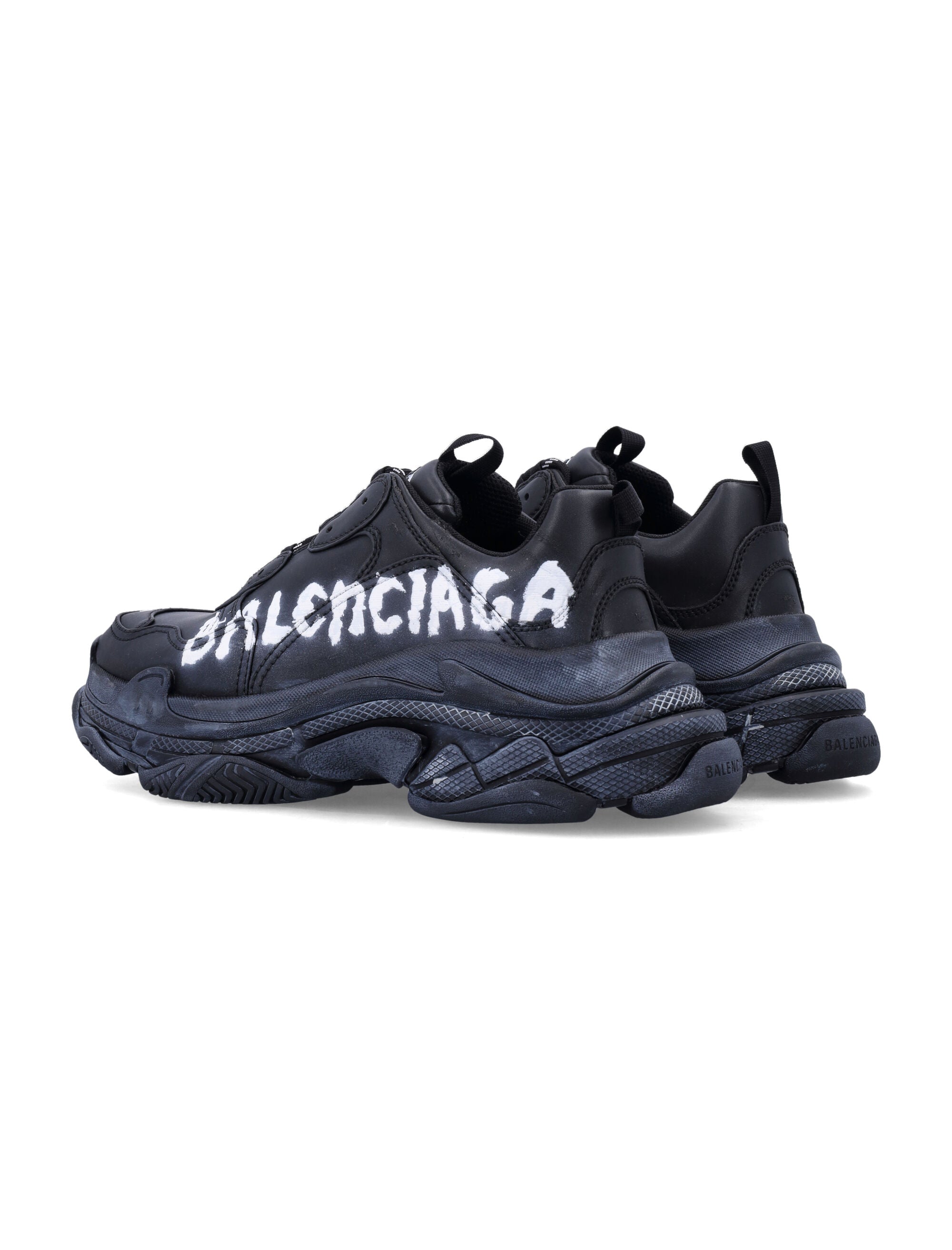 Triple S paint logo sneakers Black / White Polyurethane Sole