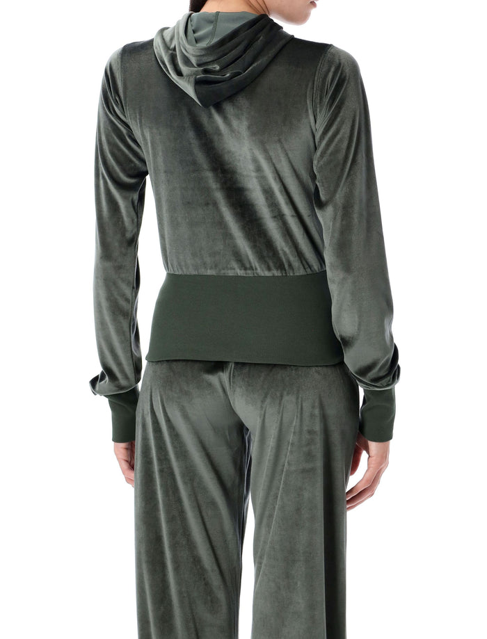 Bistretch velvet zip-up hoodie Khaki Triacetate Sweatshirt