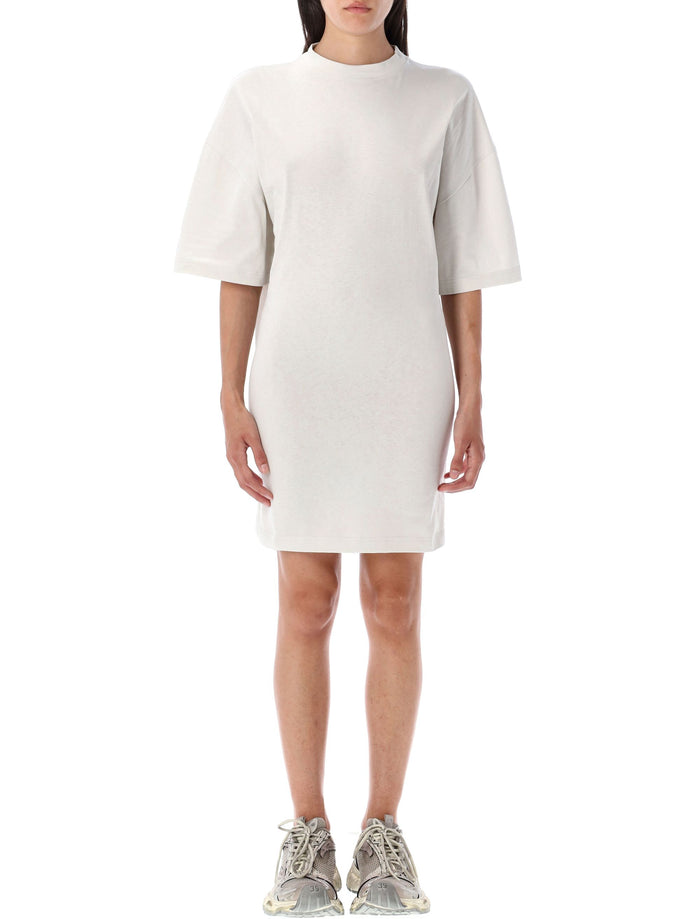 Semi fitted cotton t-shirt dress Dirty White