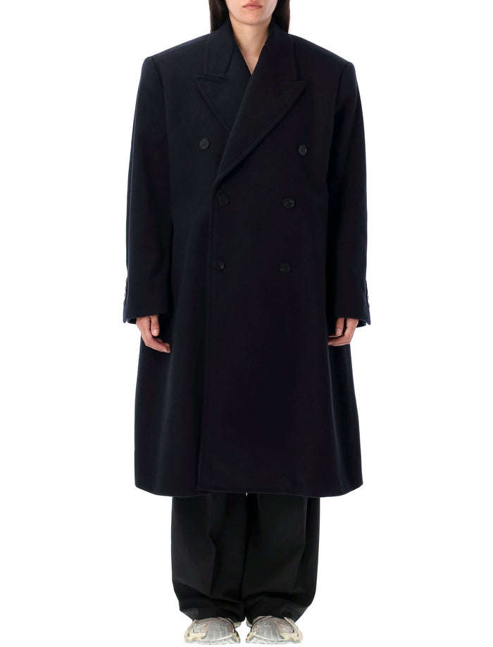 Oversized double breasted coat Dark Navy Wool