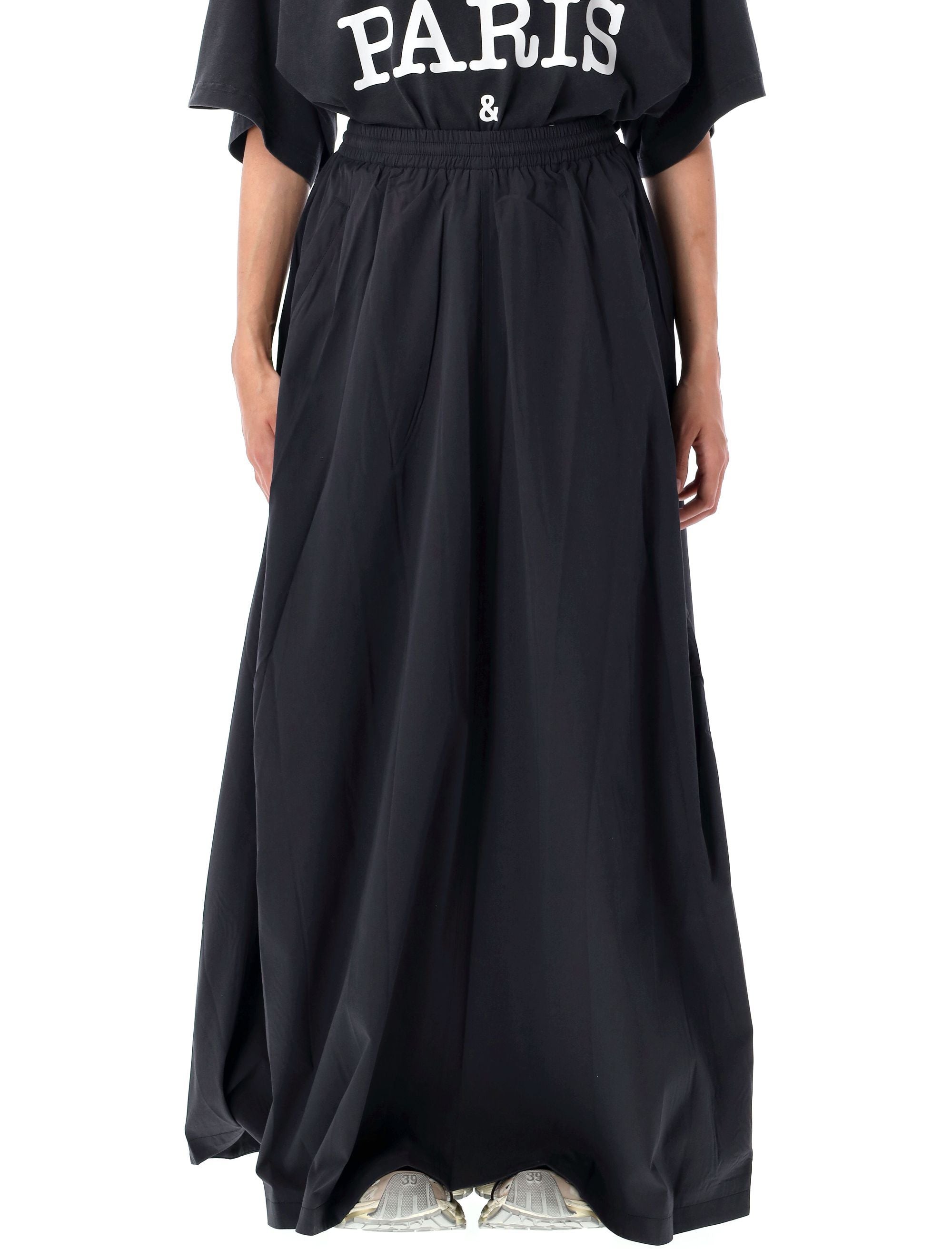 Embroidered logo long skirt Washed Blue Polyester