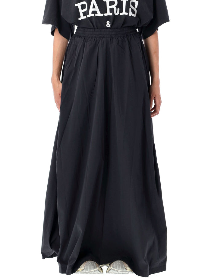 Embroidered logo long skirt Washed Blue Polyester
