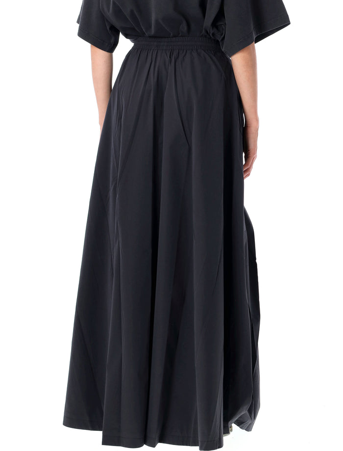 Embroidered logo long skirt Washed Blue Polyester
