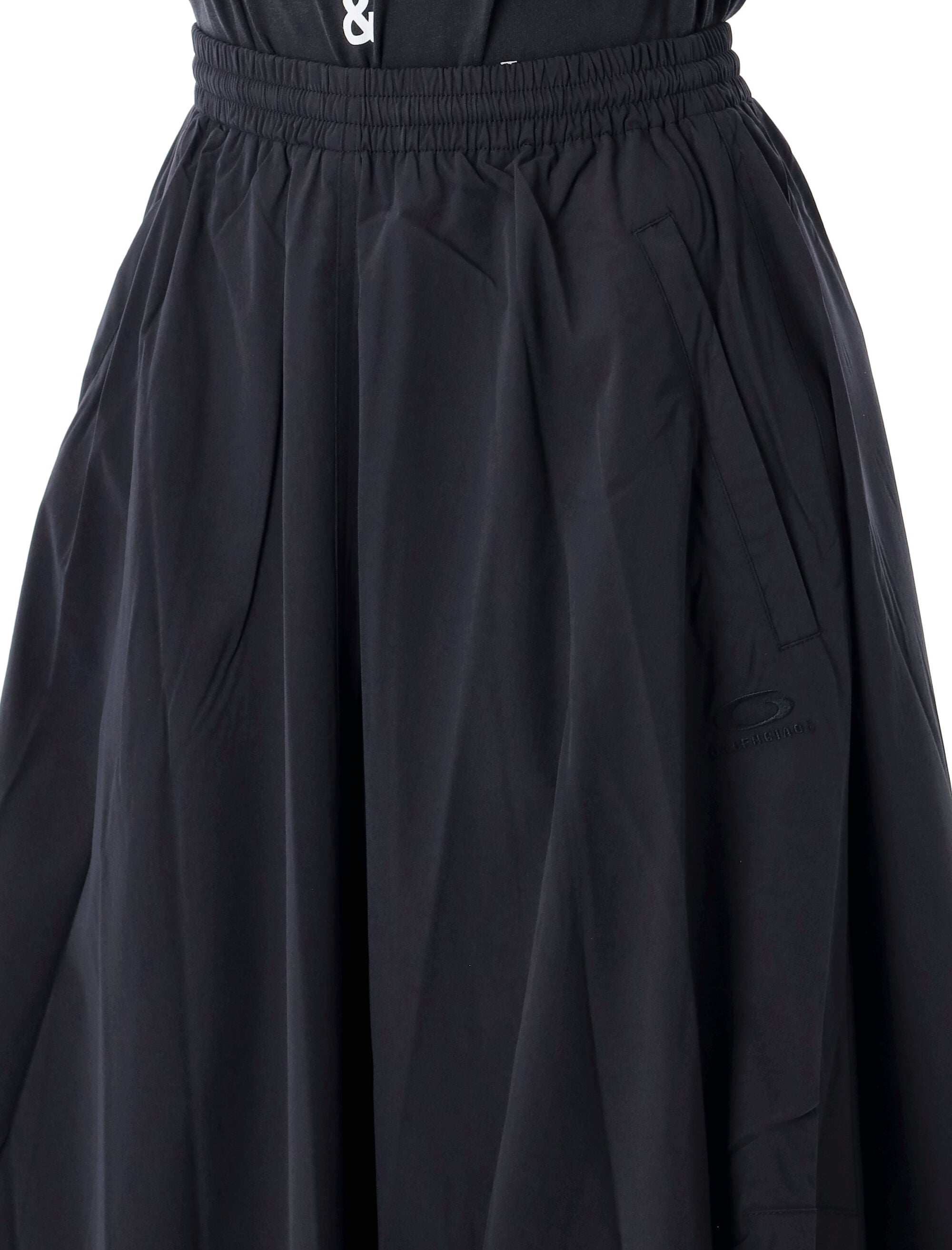 Embroidered logo long skirt Washed Blue Polyester
