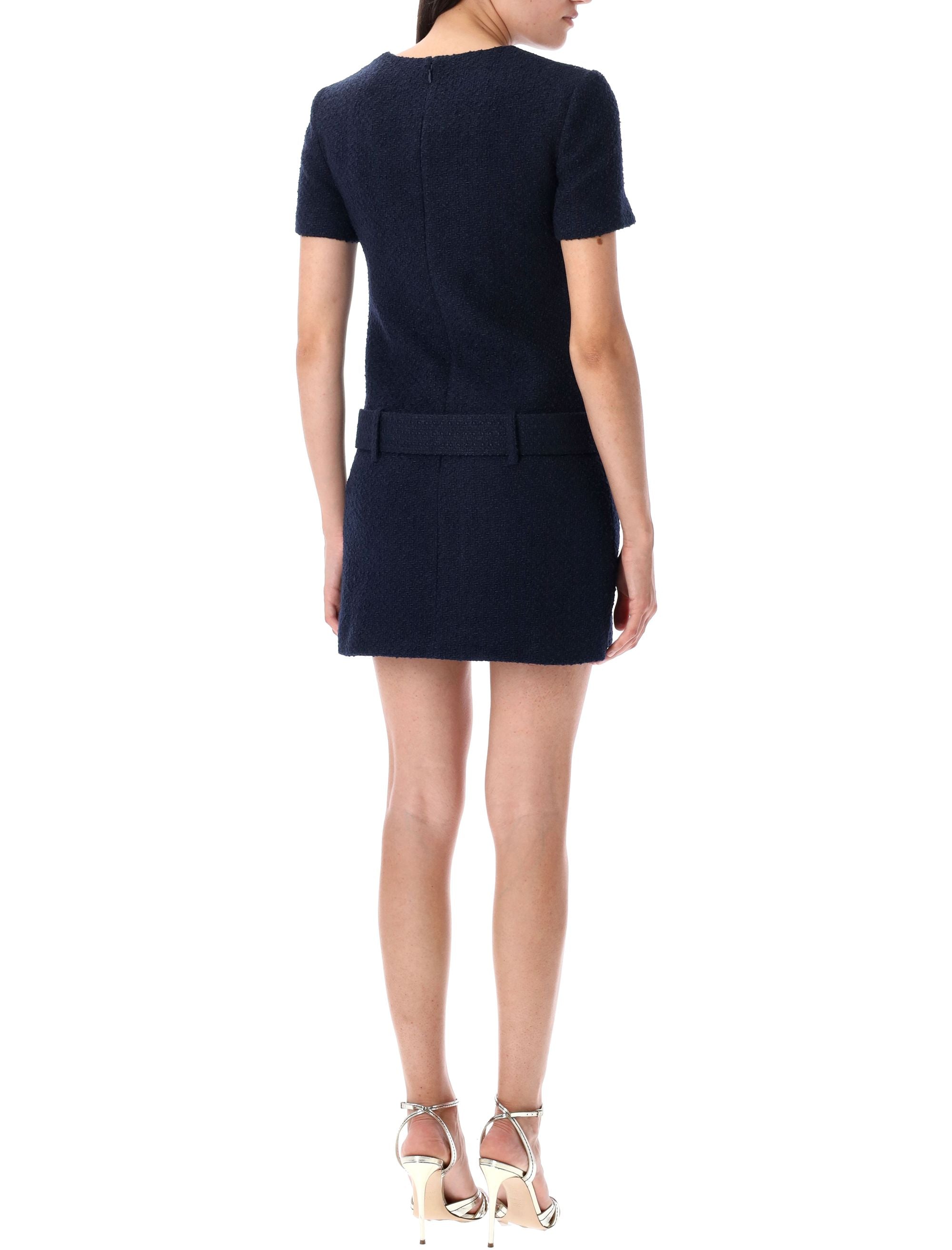 Bouclé mini dress Blue Polyester