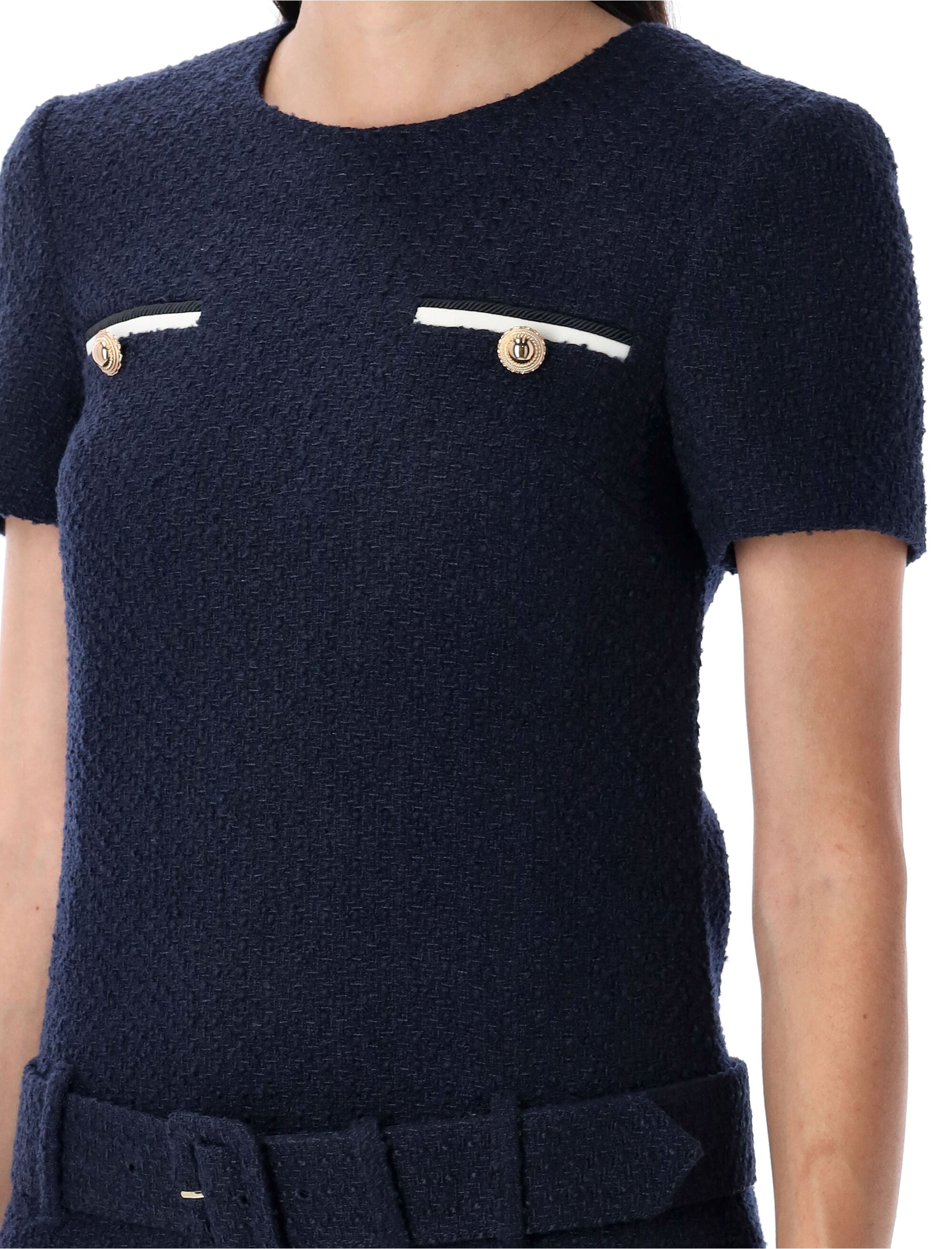 Bouclé mini dress Blue Polyester