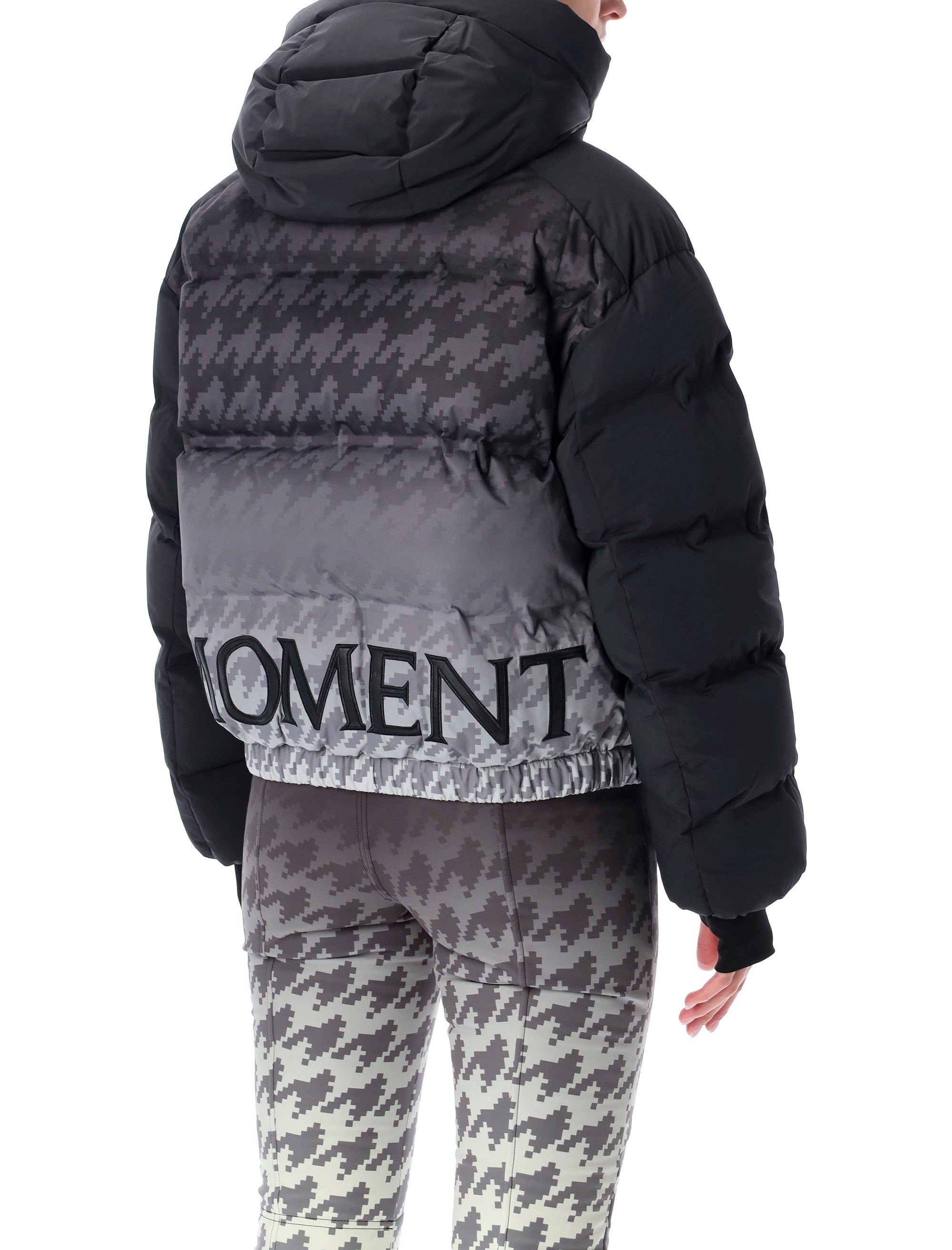 Perfect Moment black Houndstooth technical puffer Pied Pul Degrade Polyethylene Lining Ski Wear