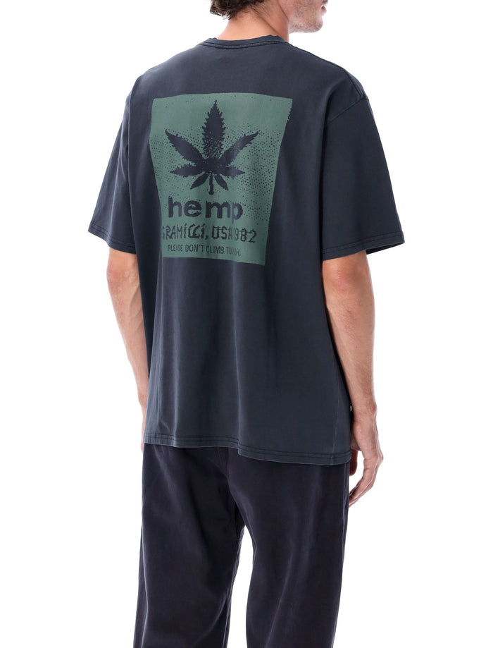 Gramicci Hemp Pigment-Dyed Graphic T-Shirt Navy Pigment Cotton