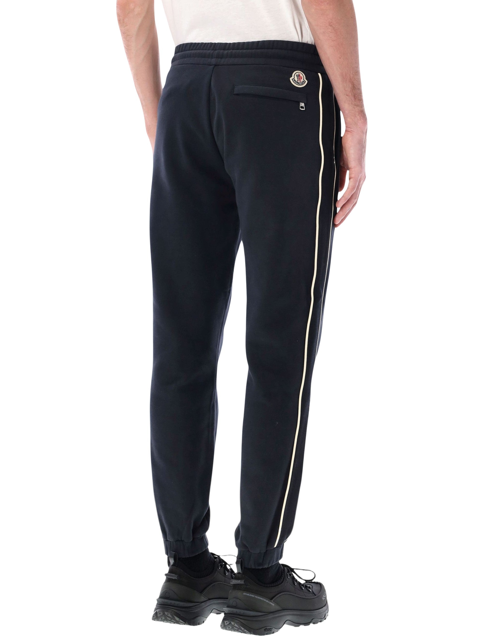 Moncler stripe-trimmed cotton sweatpants Navy