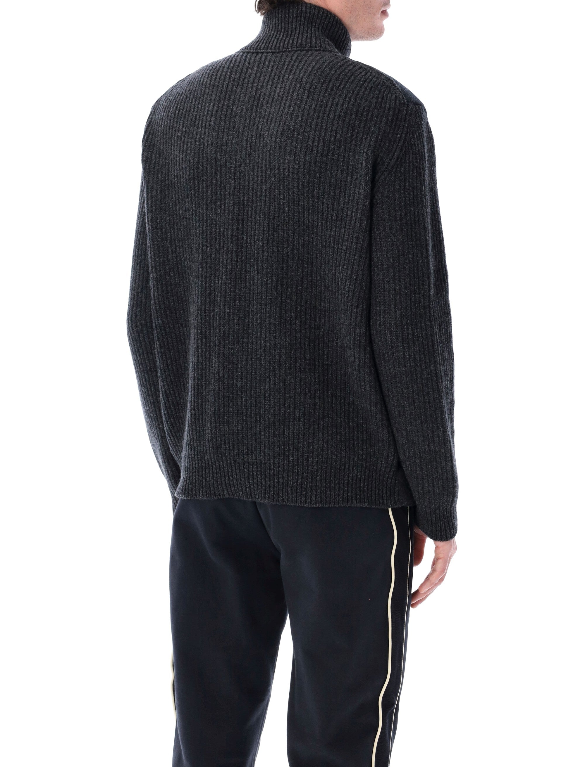 Moncler padded wool zip-up cardigan Dark Grey Virgin Lining