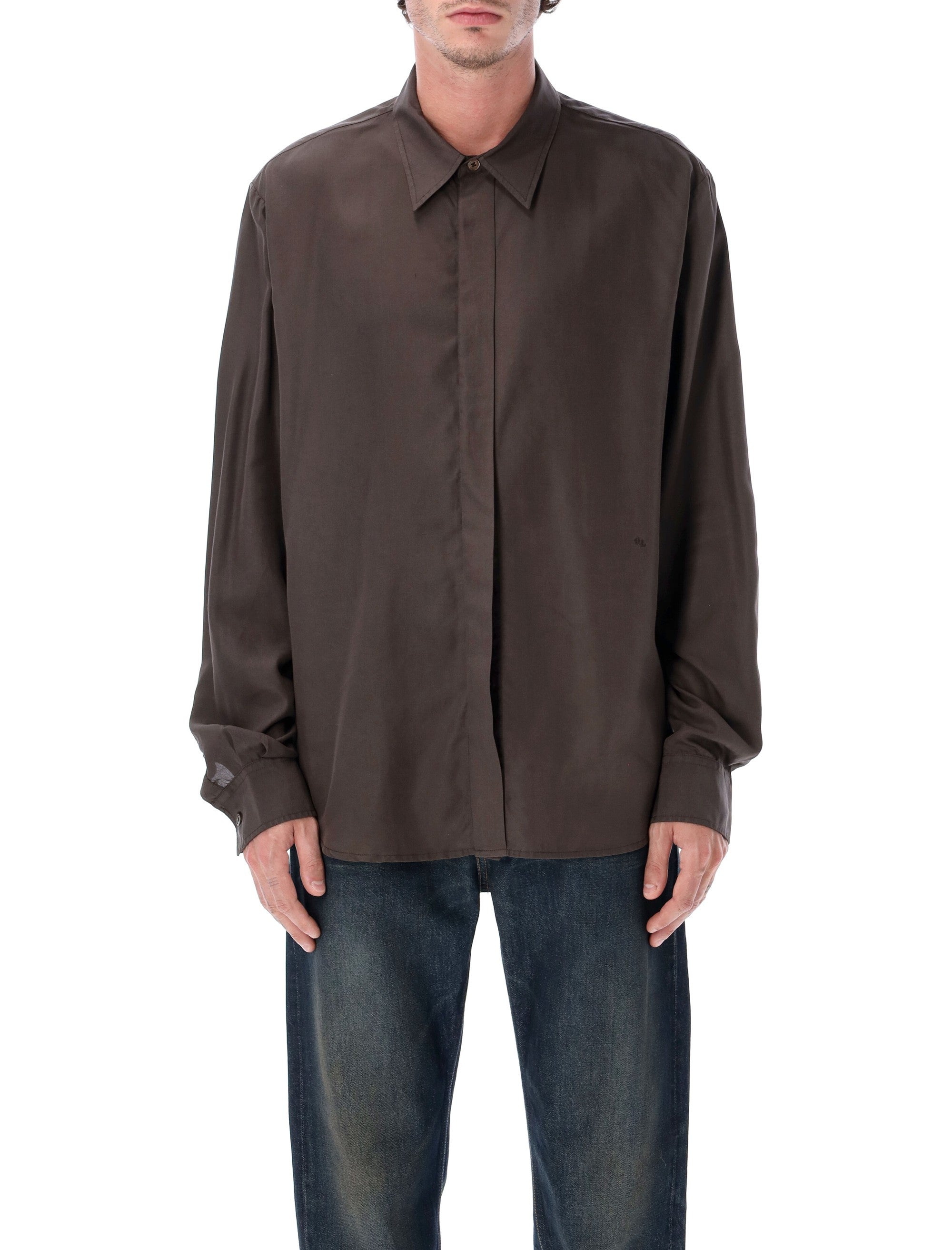 Our Legacy Brown Oversized Tencel Shirt Draping
