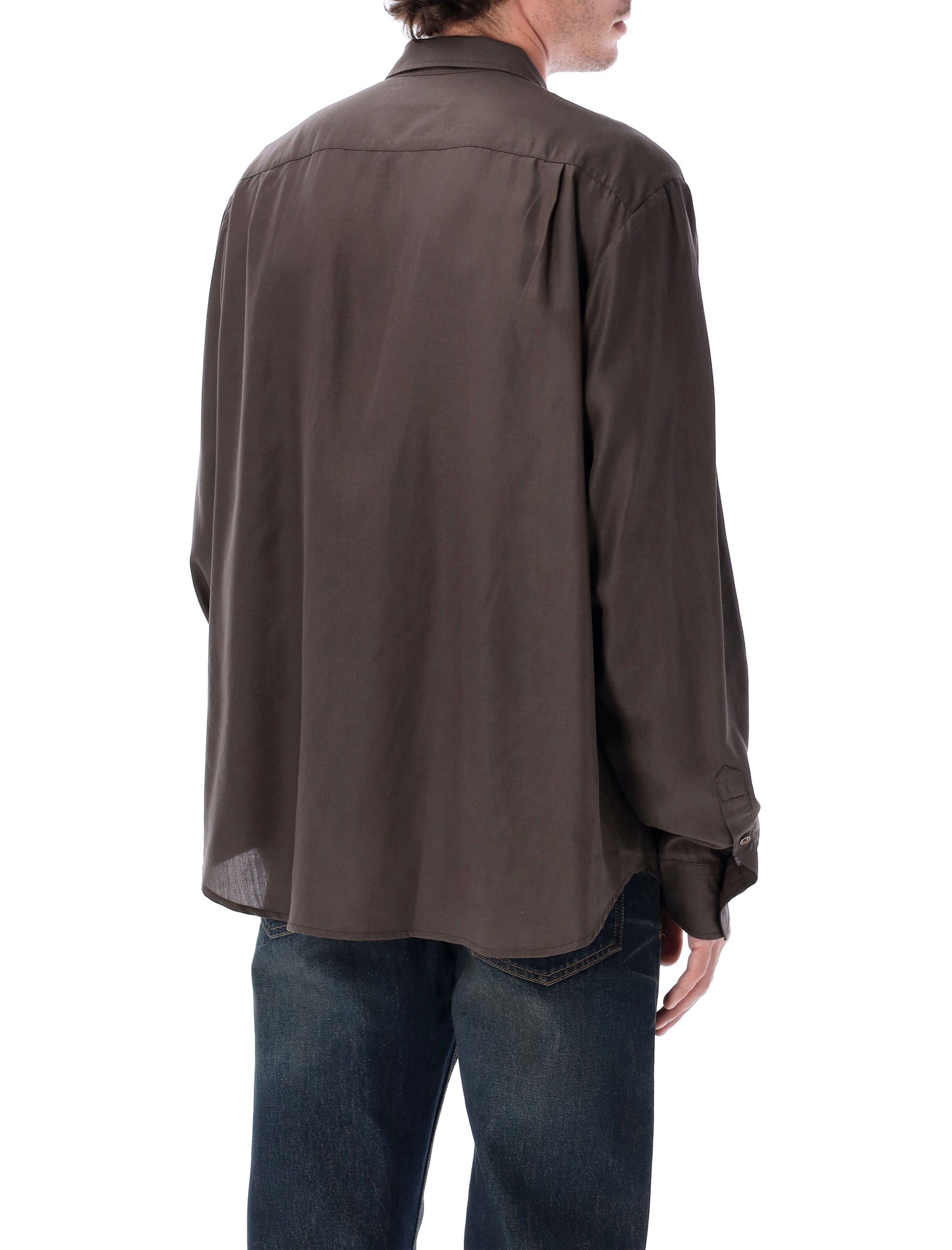 Our Legacy Brown Oversized Tencel Shirt Draping