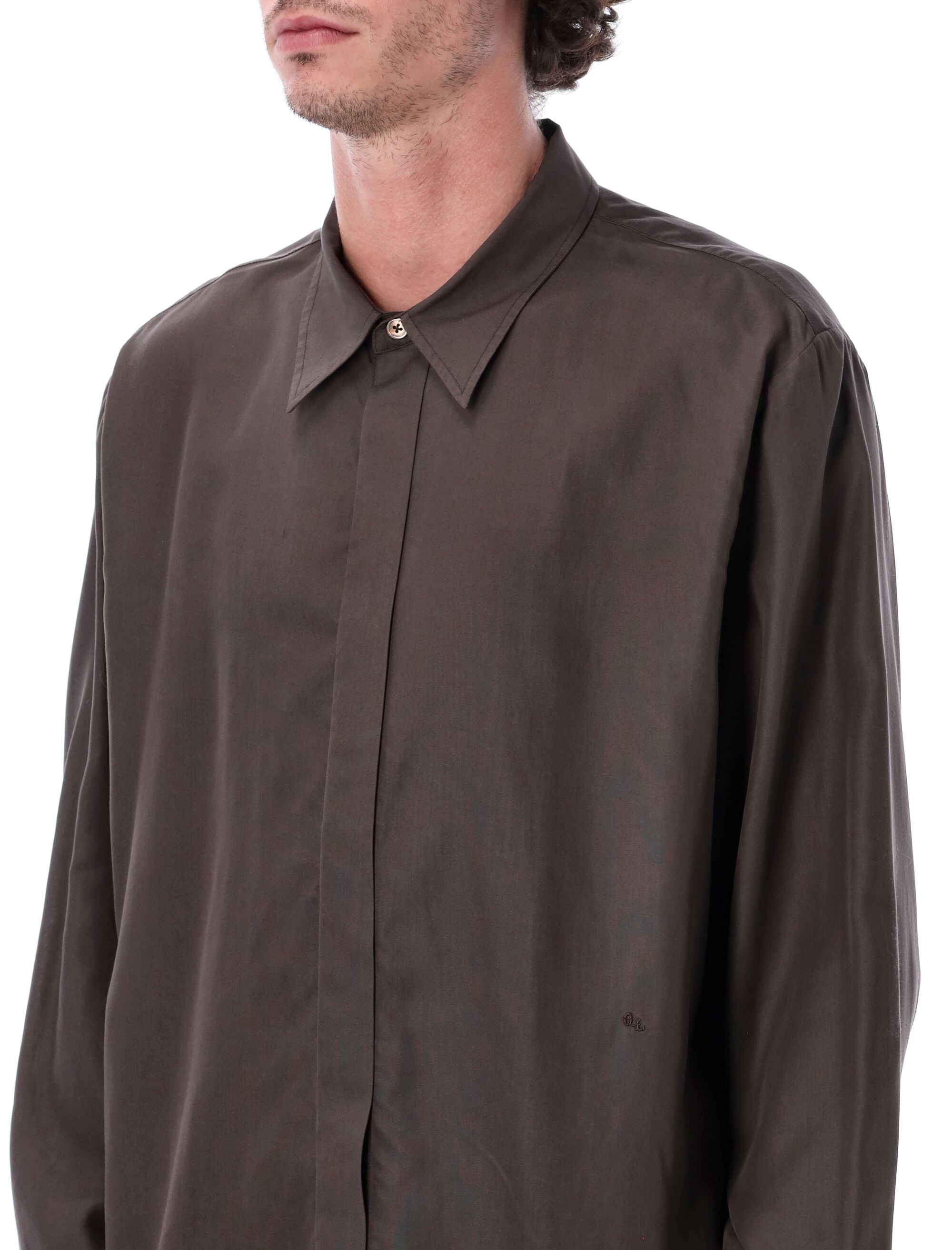 Our Legacy Brown Oversized Tencel Shirt Draping
