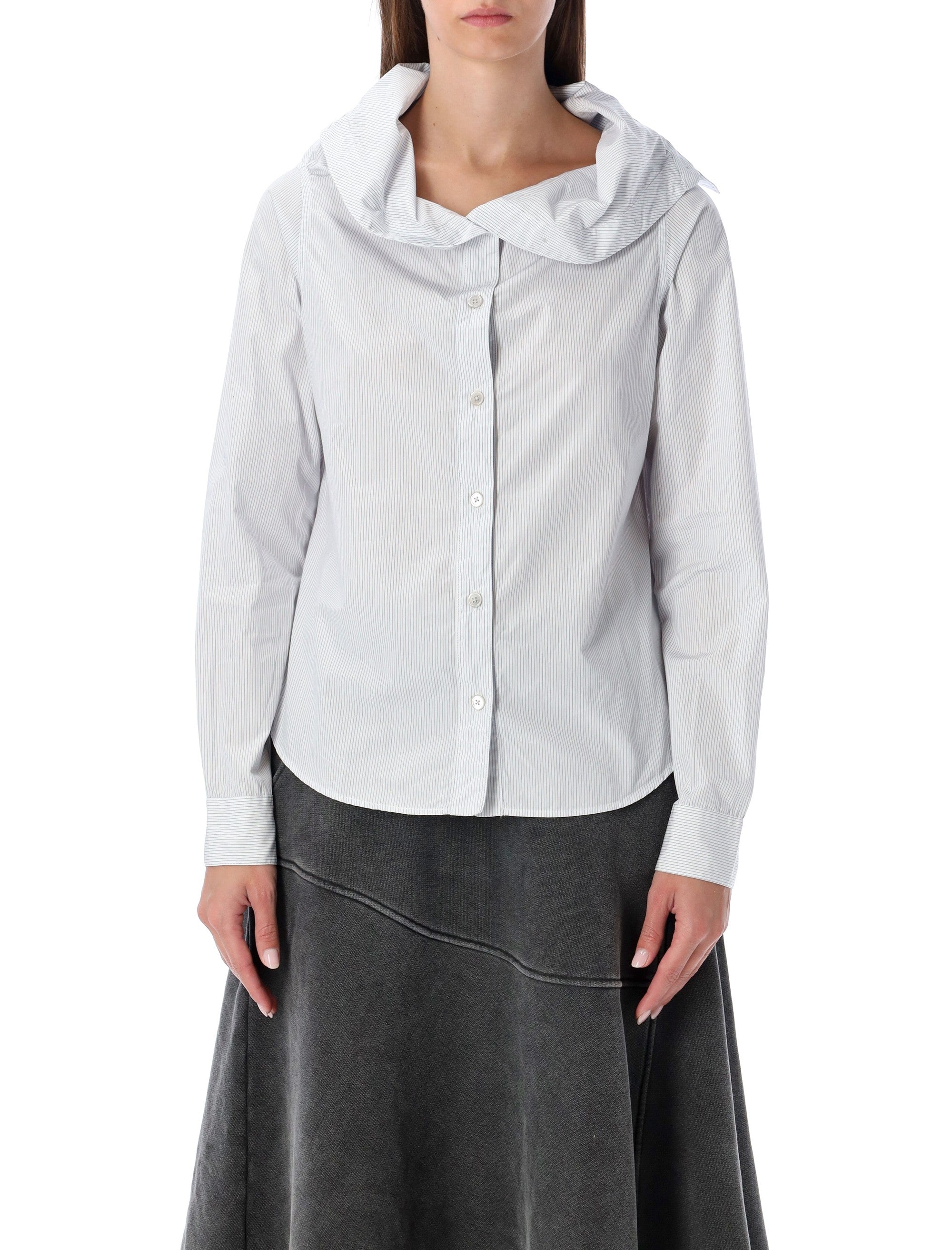 Our Legacy Kaonashi striped poplin shirt with collapsed collar Pinstripe White Cotton