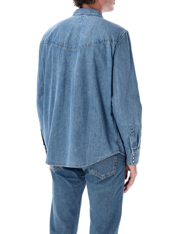 Smiley western shirt Med Blue Cotton