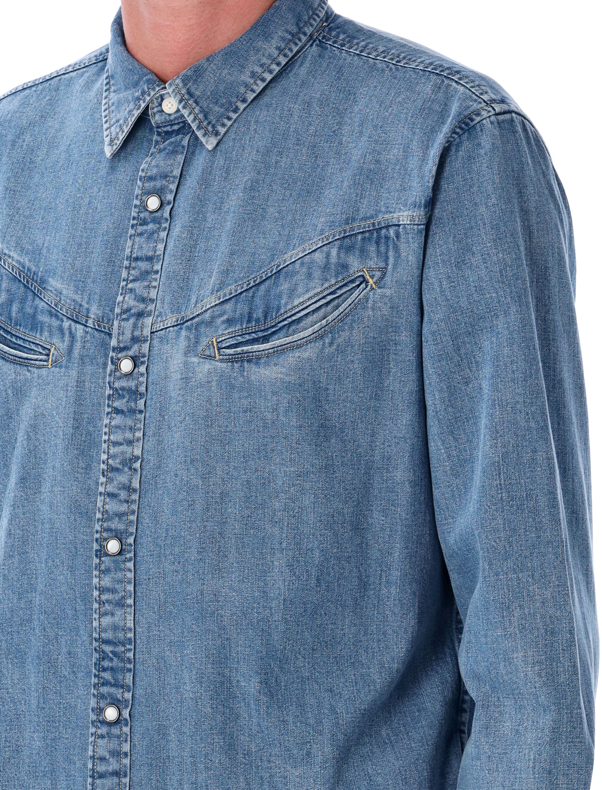 Smiley western shirt Med Blue Cotton